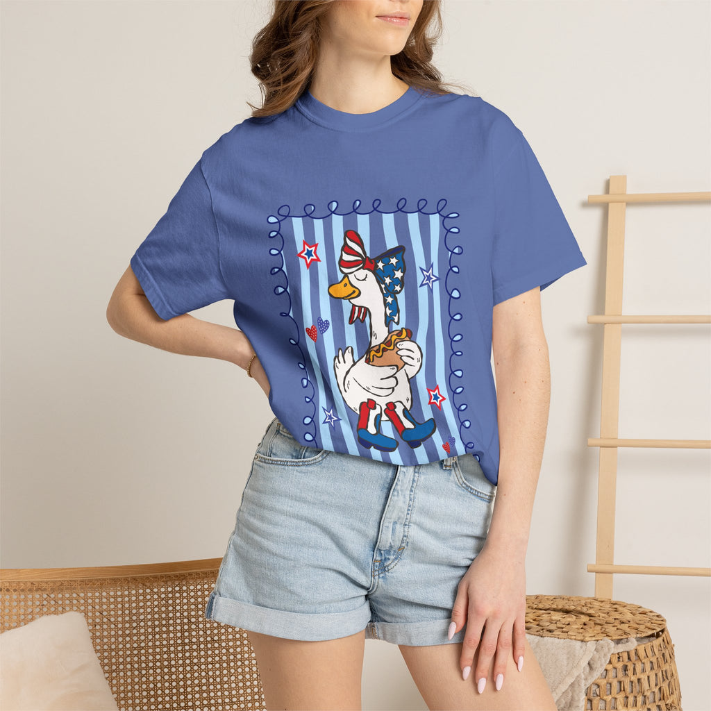 Patriotic Goose Graphic T-Shirt — "Proud Mama" Americana Tee