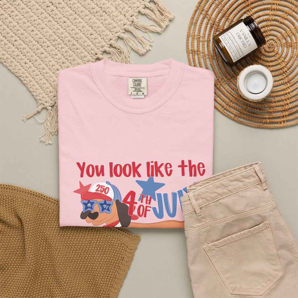 4th of July Hot Dog T-Shirt — "You Look Like the 4th of July Hotdog" Patriotic BBQ Tee