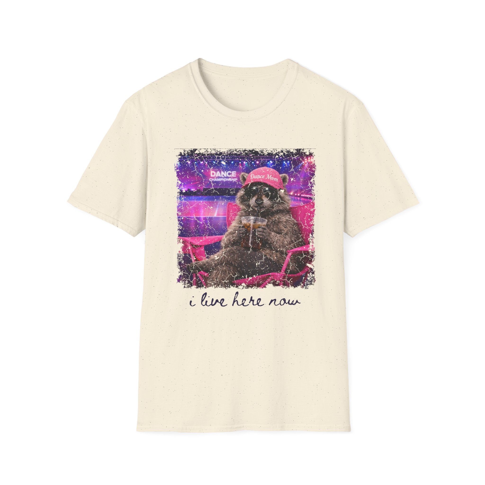 Raccoon ‘Dance’ Graphic T-Shirt — Retro Neon Wildlife Tee