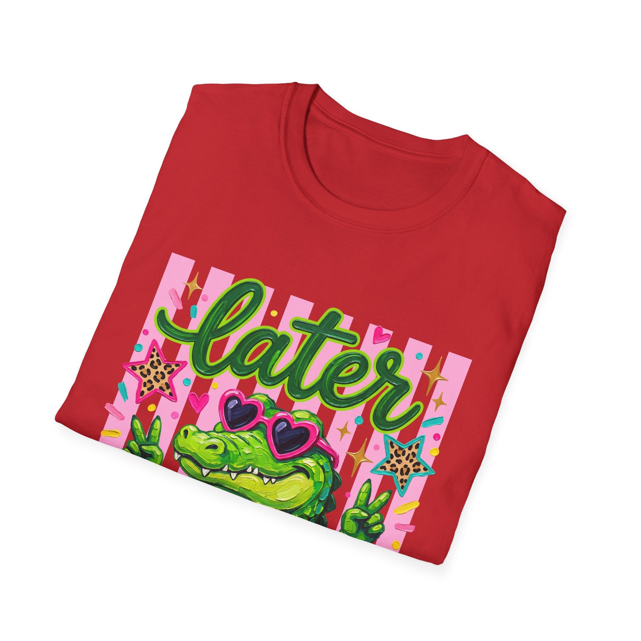 Later Alligator T-Shirt — Cute Retro Croc Graphic Tee with Heart Sunglasses