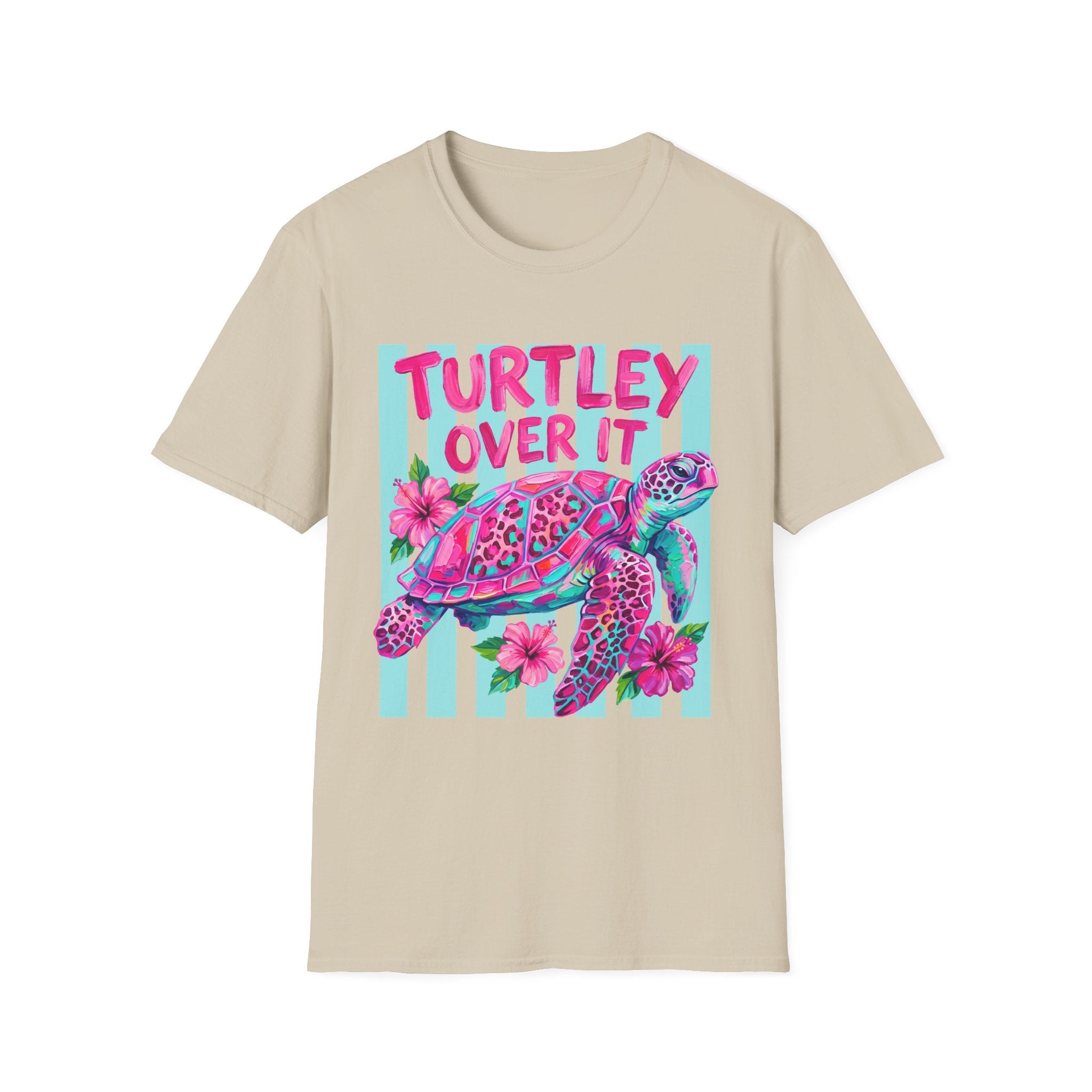 Turtley Over It T-Shirt — Tropical Pink Sea Turtle Graphic Tee