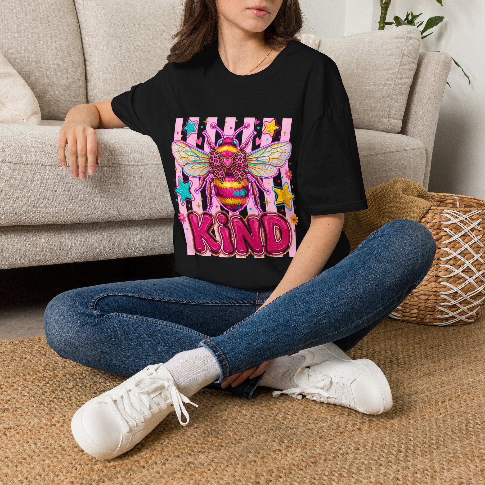 Kind Bee T-Shirt — Colorful Cute Bee Graphic Tee for Women & Teens