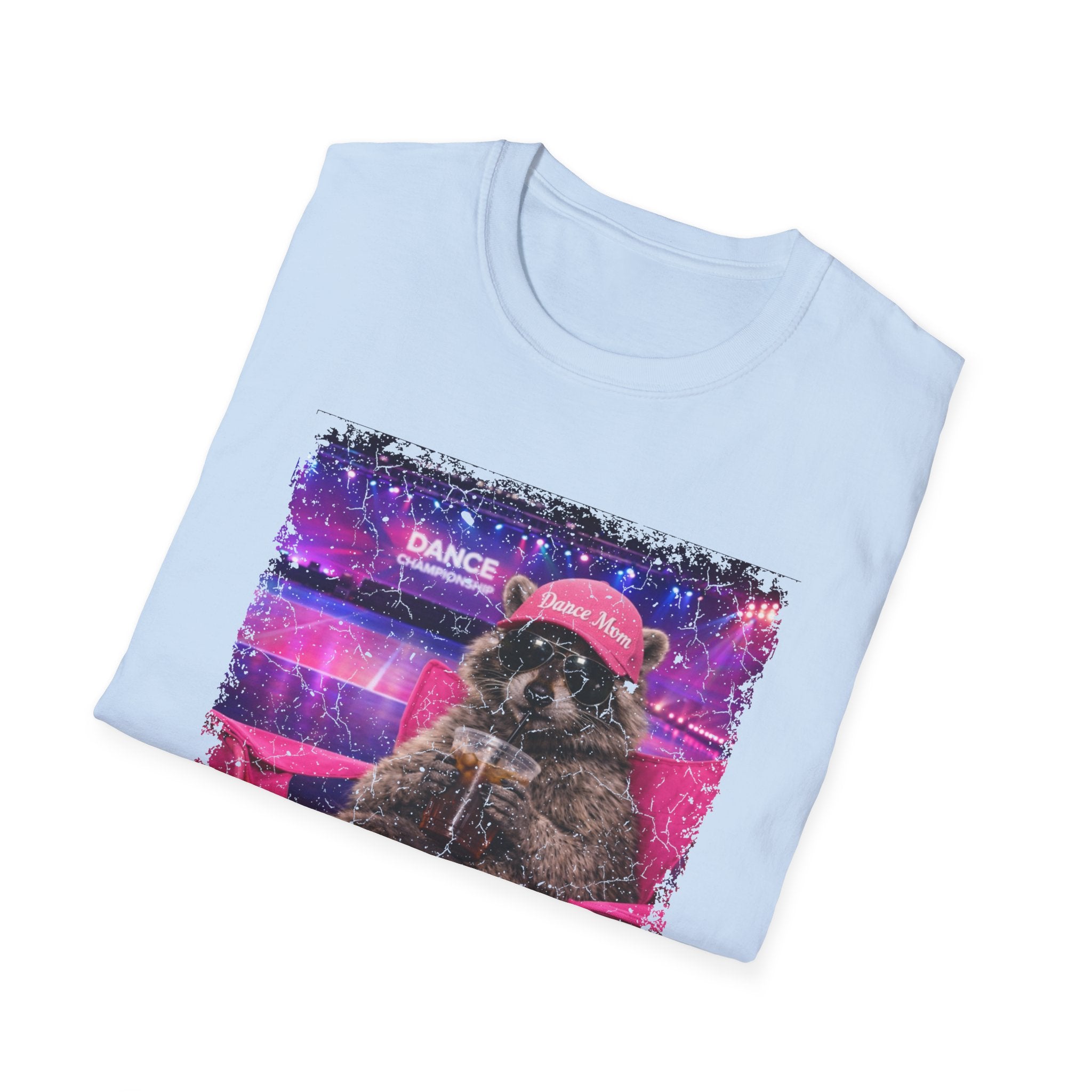 Retro Neon Raccoon T-Shirt — "Live Here Now" Vintage Aesthetic Tee