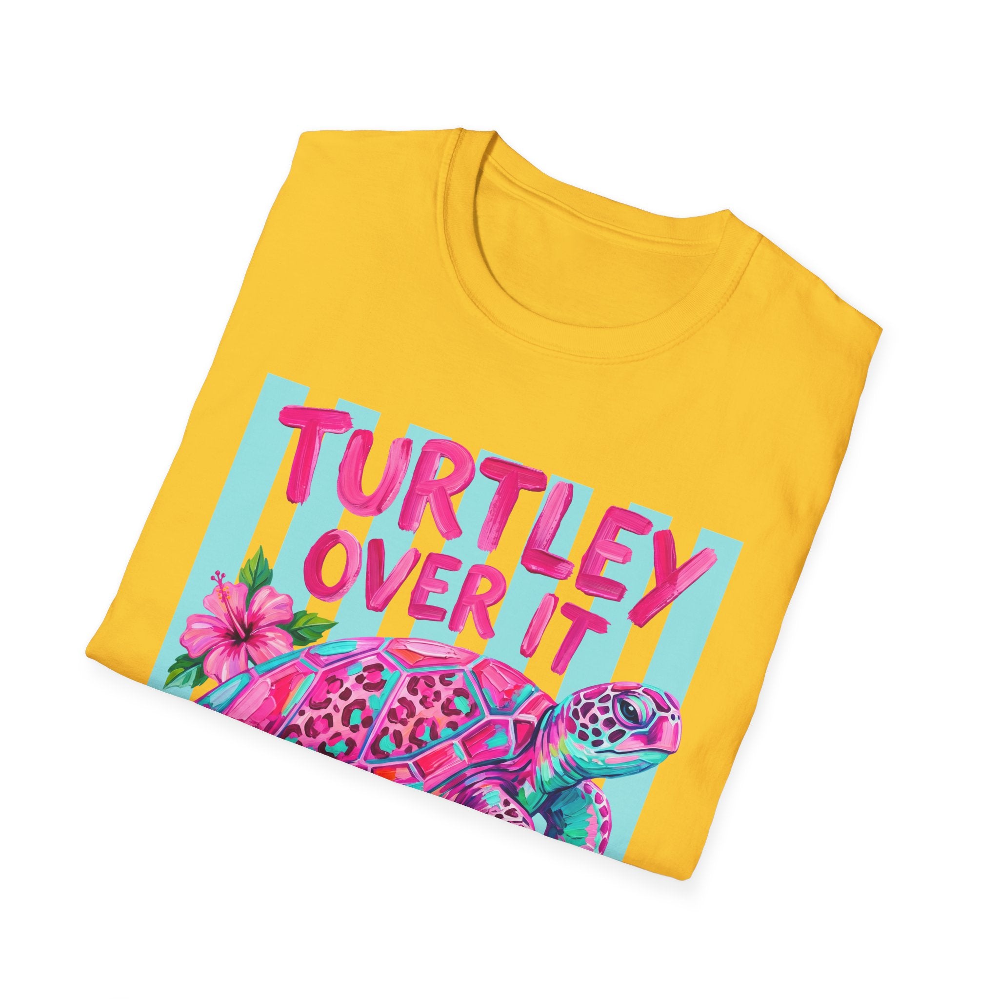 Turtley Over It T-Shirt — Tropical Pink Sea Turtle Graphic Tee