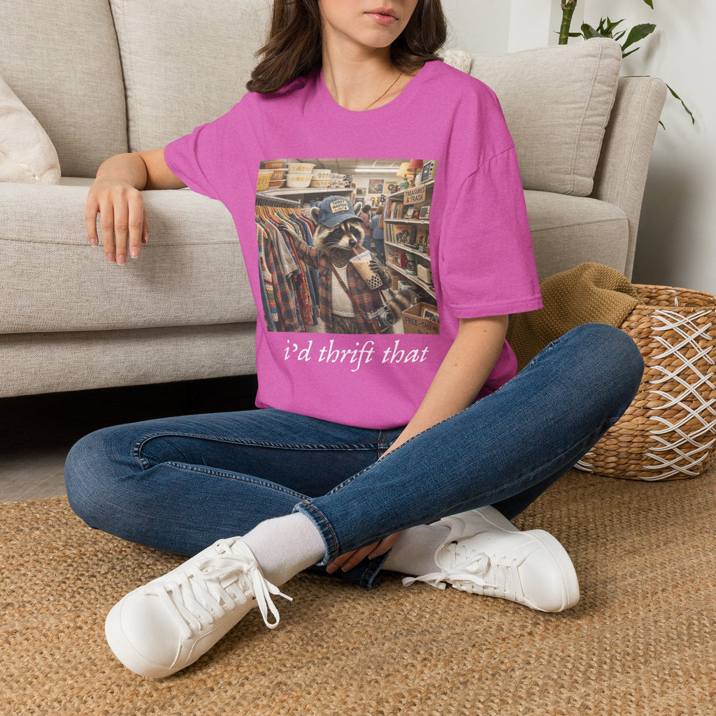 Thrifted Raccoon T-Shirt — "I'd Thrift That" Vintage Store Graphic Tee