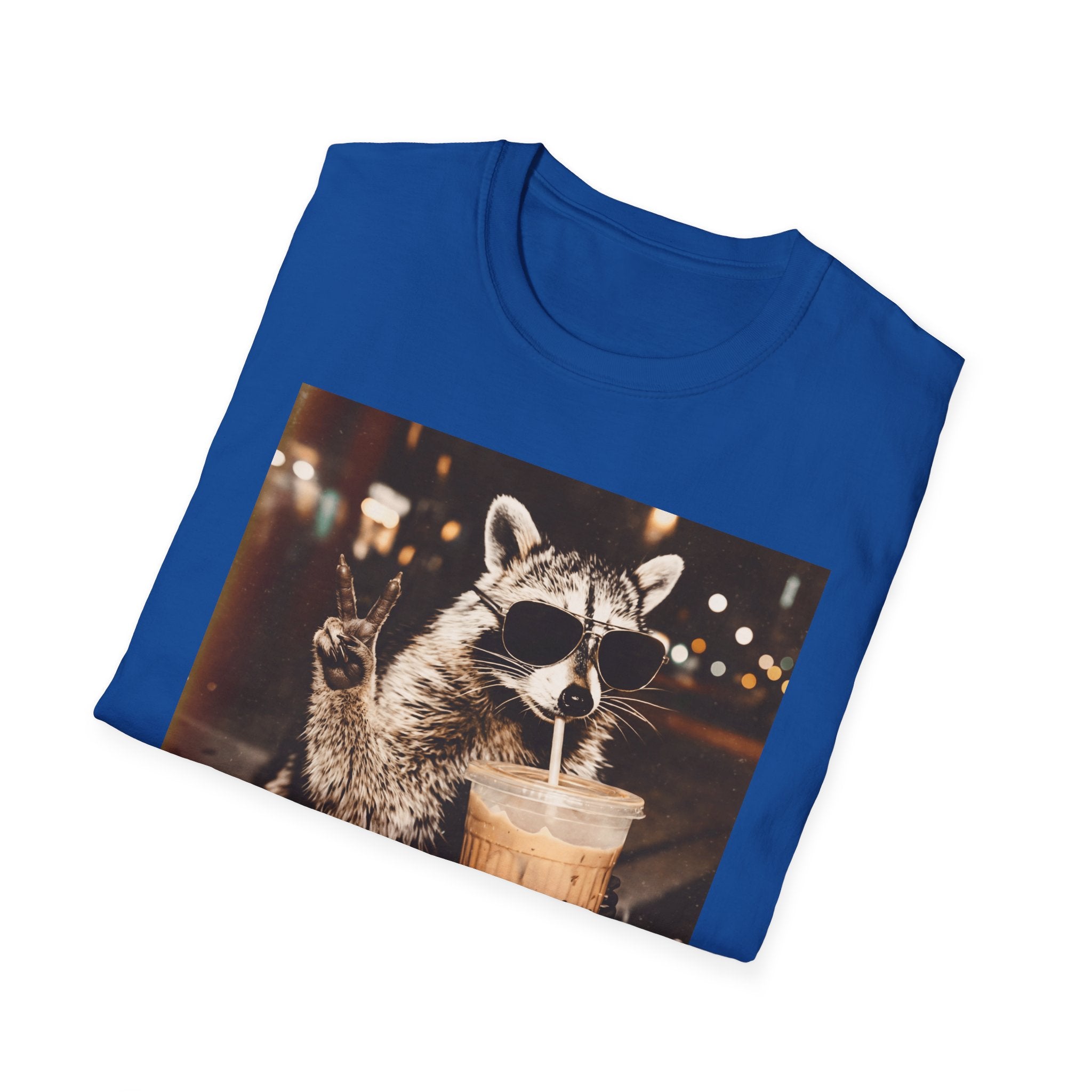 Raccoon Drinking Iced Coffee T-Shirt