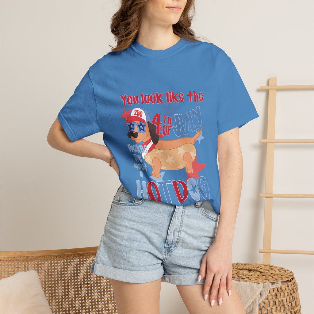 4th of July Hot Dog T-Shirt — "You Look Like the 4th of July Hotdog" Patriotic BBQ Tee
