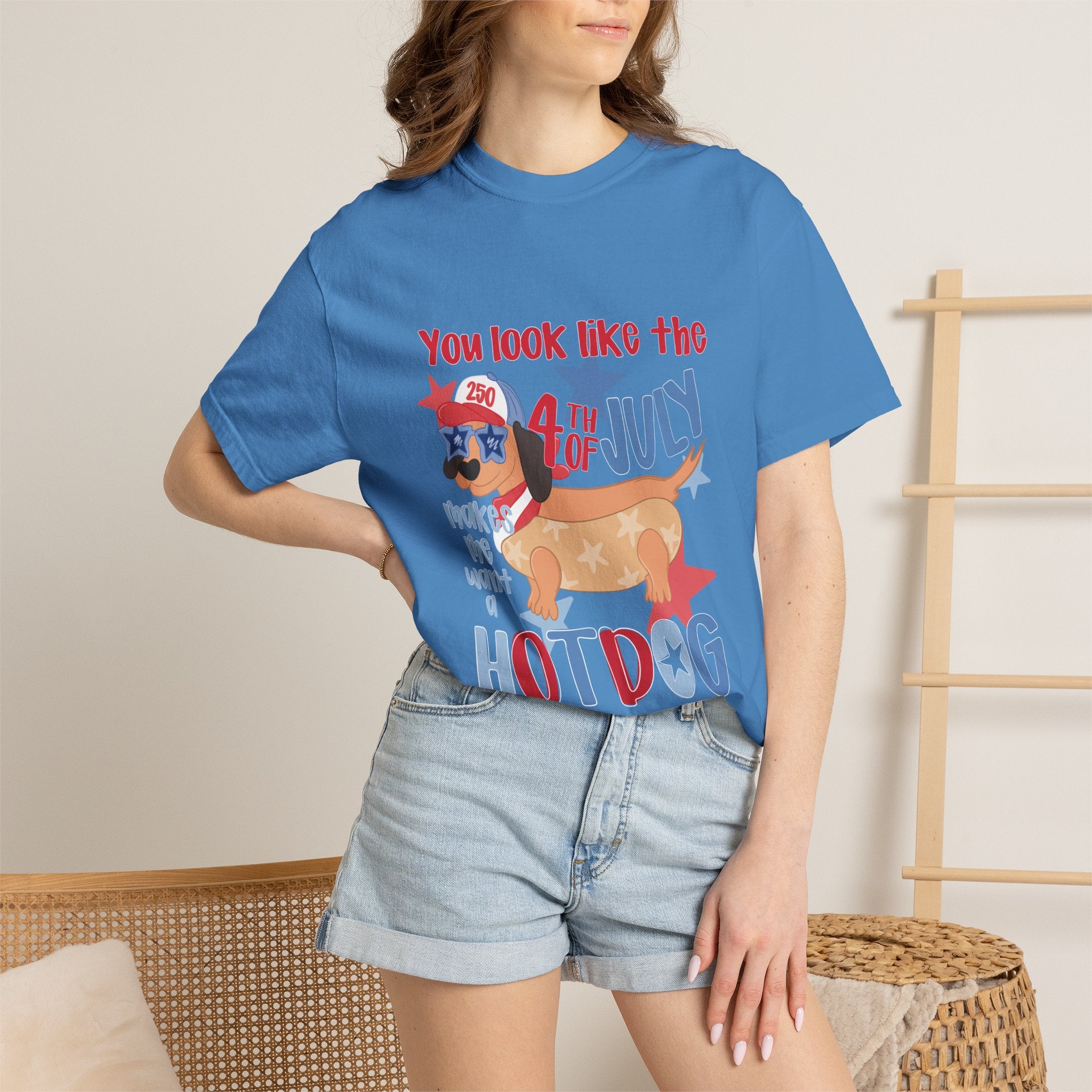 4th of July Hot Dog T-Shirt — "You Look Like the 4th of July Hotdog" Patriotic BBQ Tee