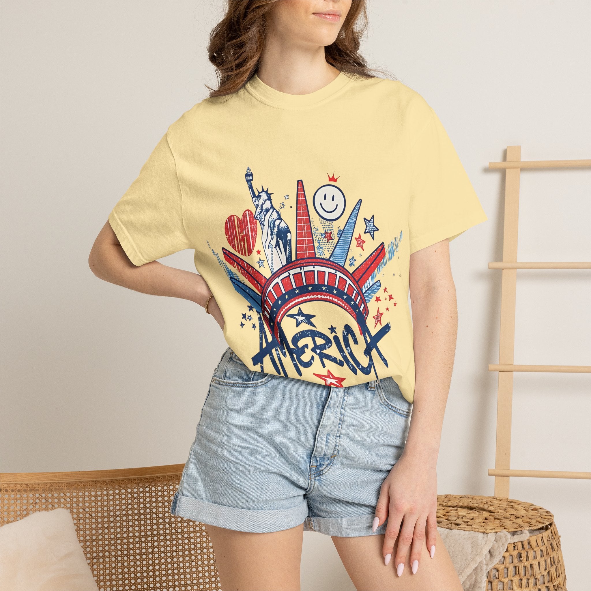 America Graphic T-Shirt — Patriotic Statue of Liberty 4th of July Tee