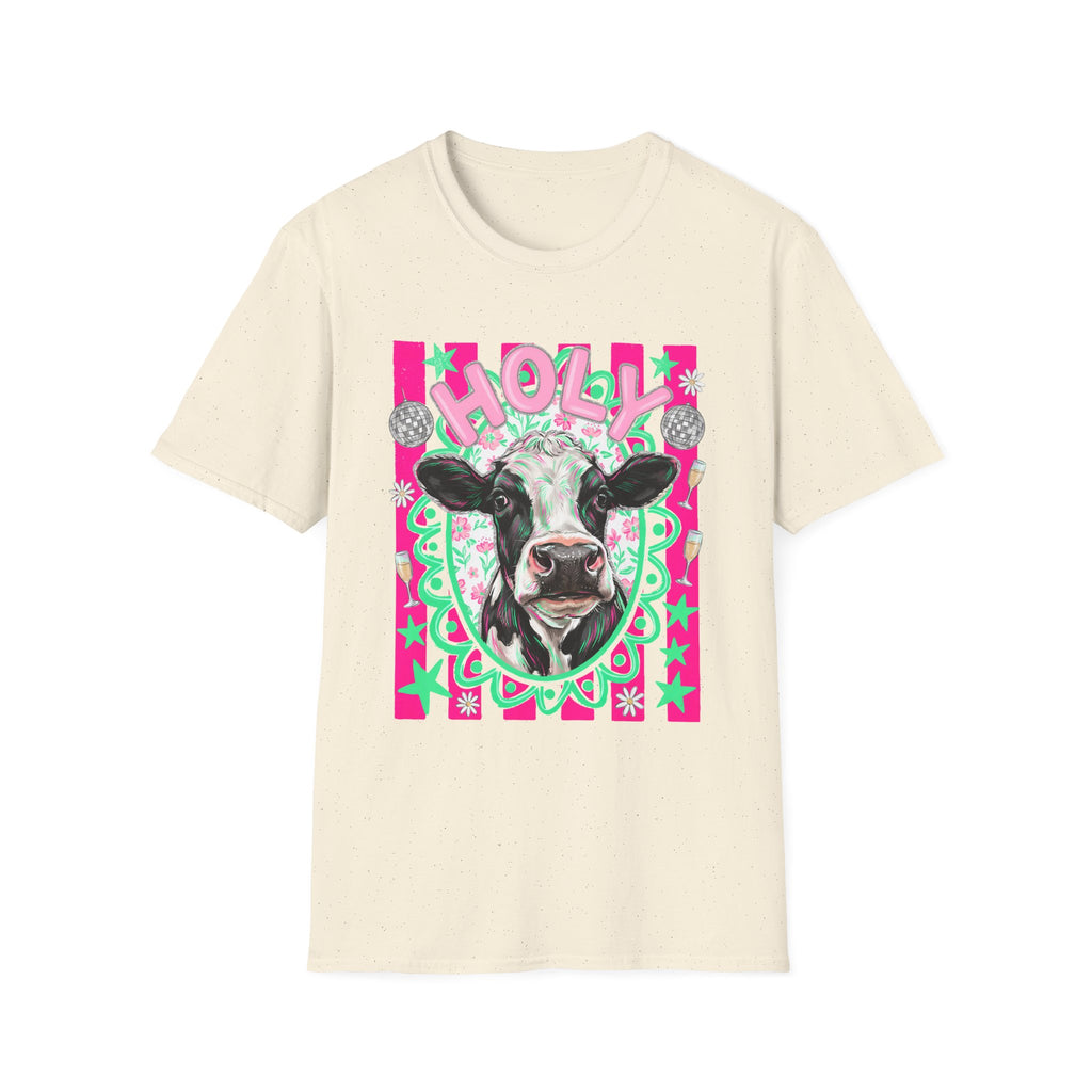 Holly Cow Graphic T-Shirt — Festive Cow Art Tee