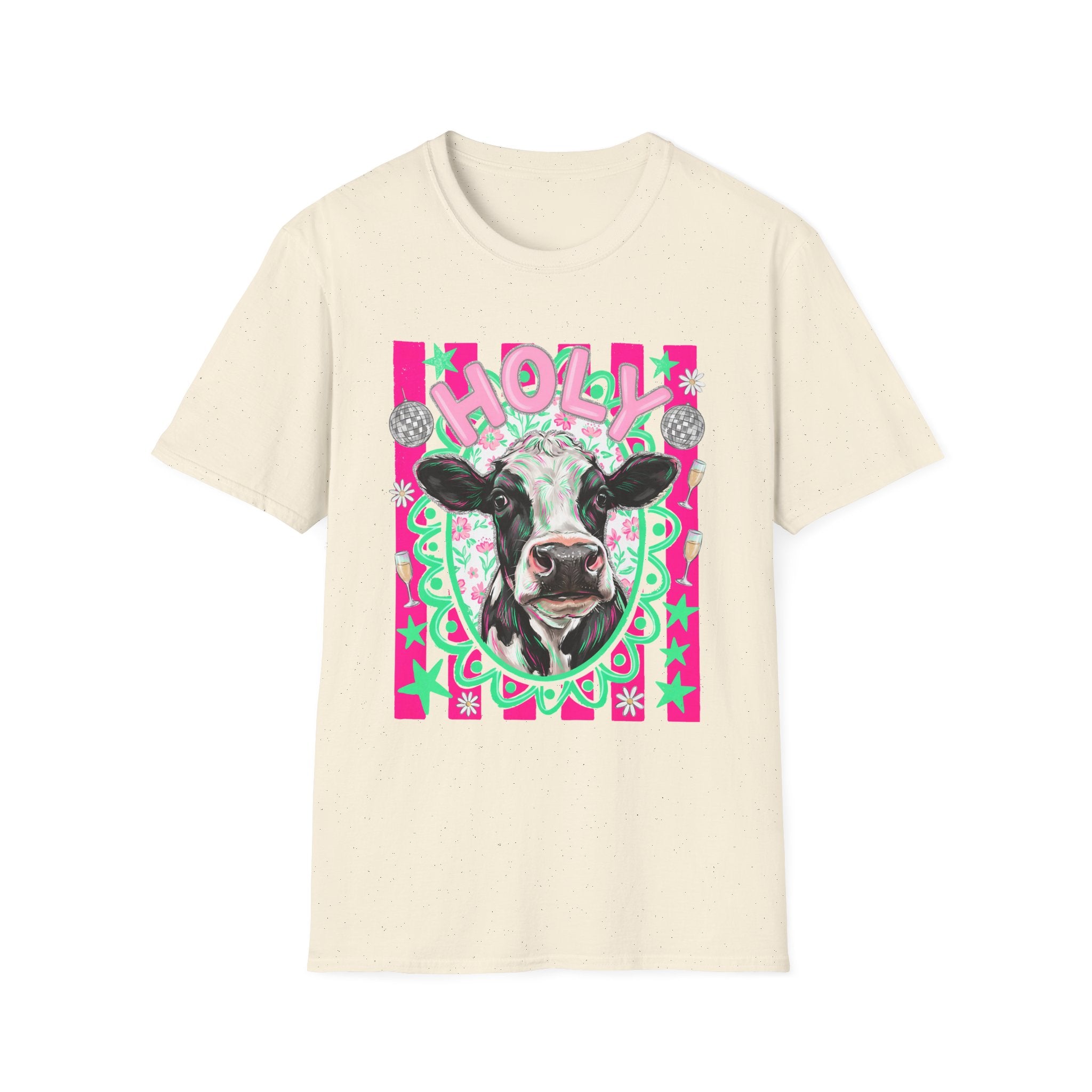 Holly Cow Graphic T-Shirt — Festive Cow Art Tee