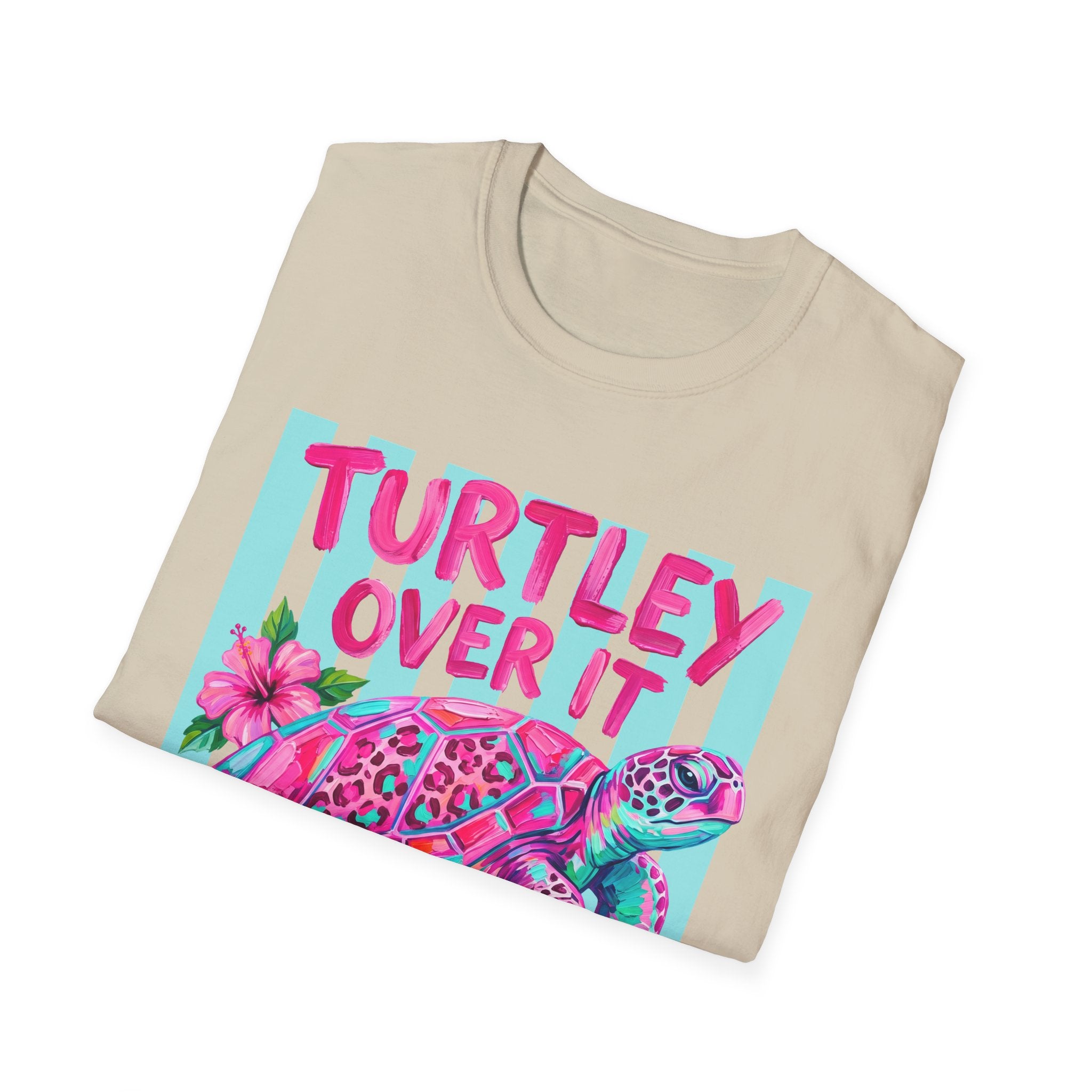Turtley Over It T-Shirt — Tropical Pink Sea Turtle Graphic Tee