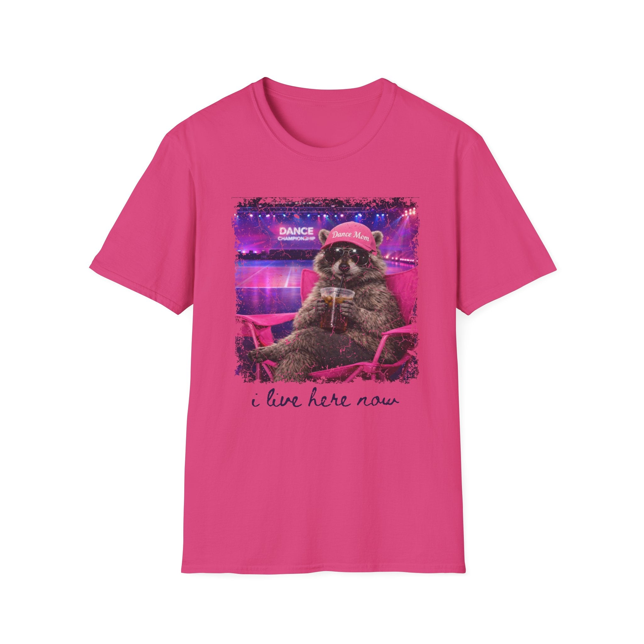 Raccoon ‘Dance’ Graphic T-Shirt — Retro Neon Wildlife Tee
