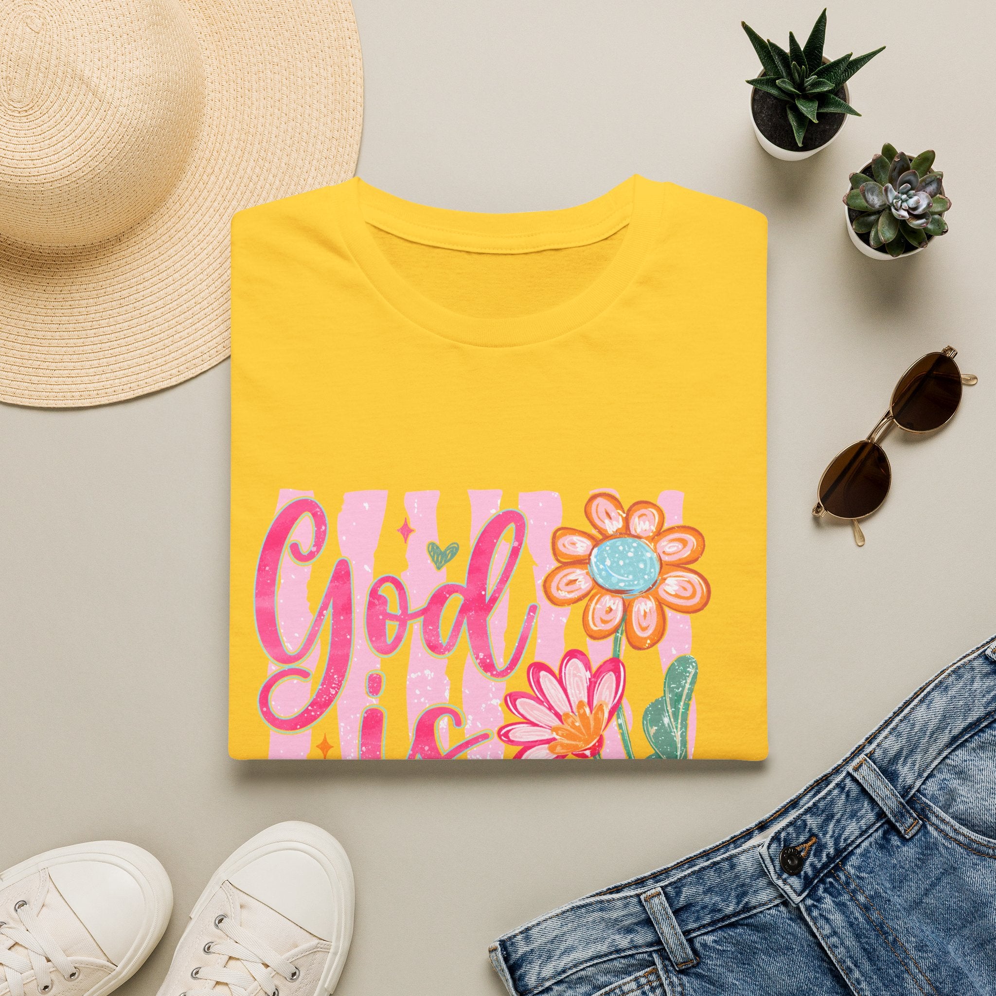 God Is Good Floral T‑Shirt — Inspirational Christian Tee