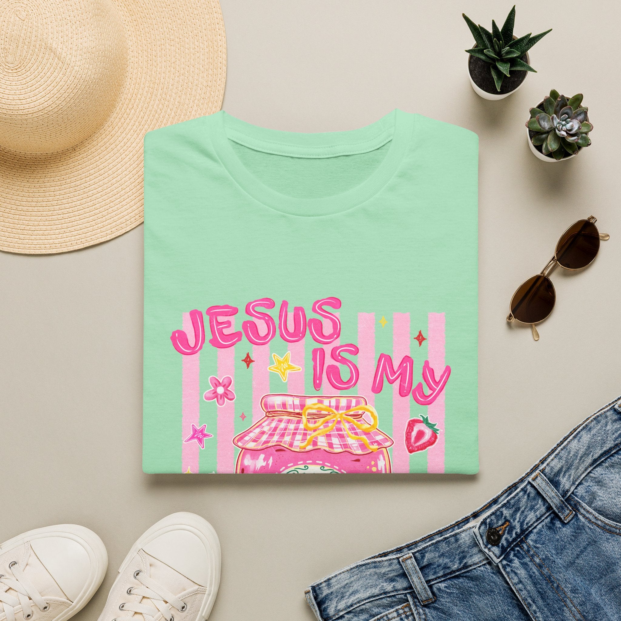 Jesus Is My Jam T‑Shirt — Cute Pink Faith Graphic Tee