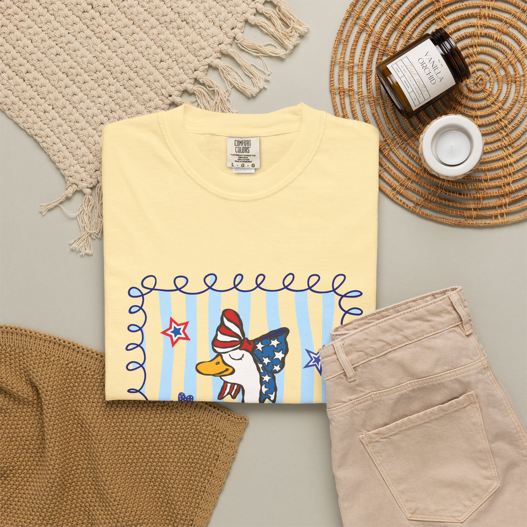 Patriotic Goose Graphic T-Shirt — "Proud Mama" Americana Tee