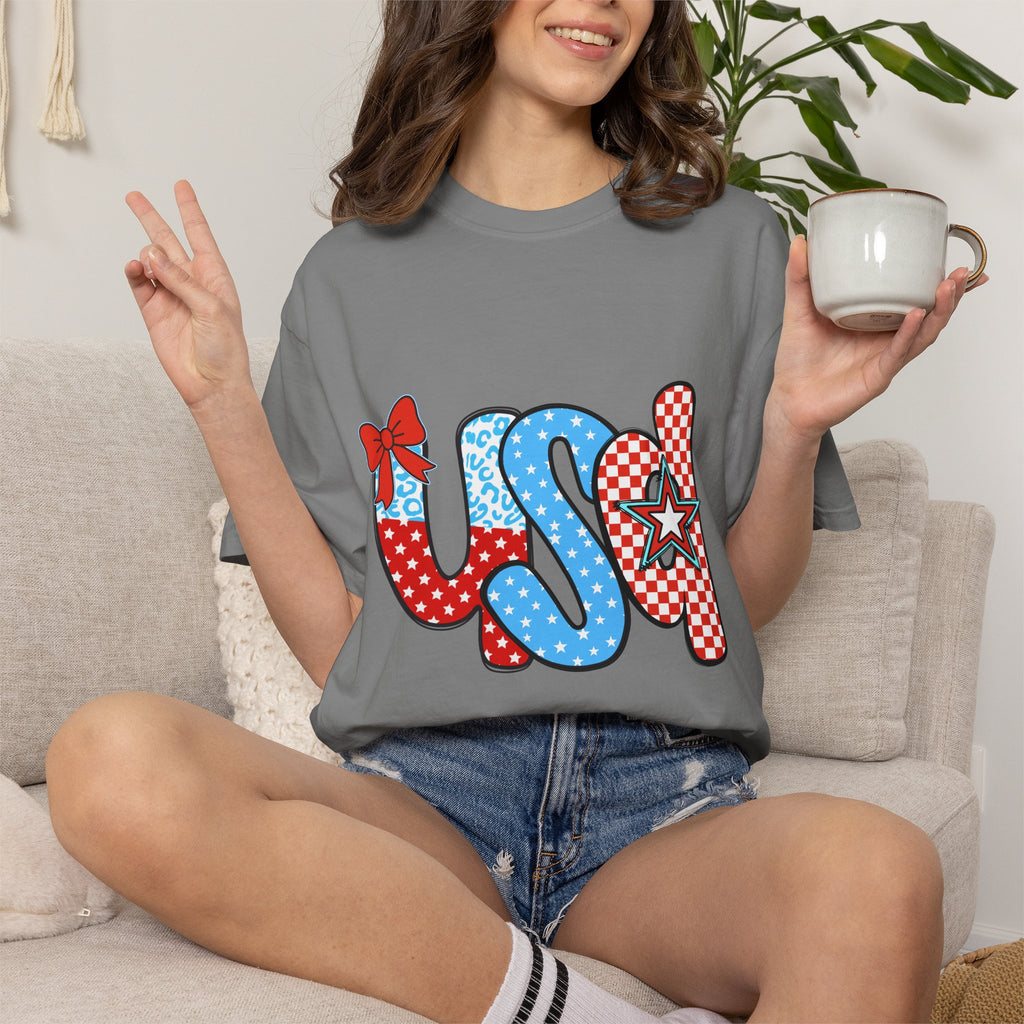 USA Patriotic T-Shirt — Red White & Blue Stars and Stripes Graphic