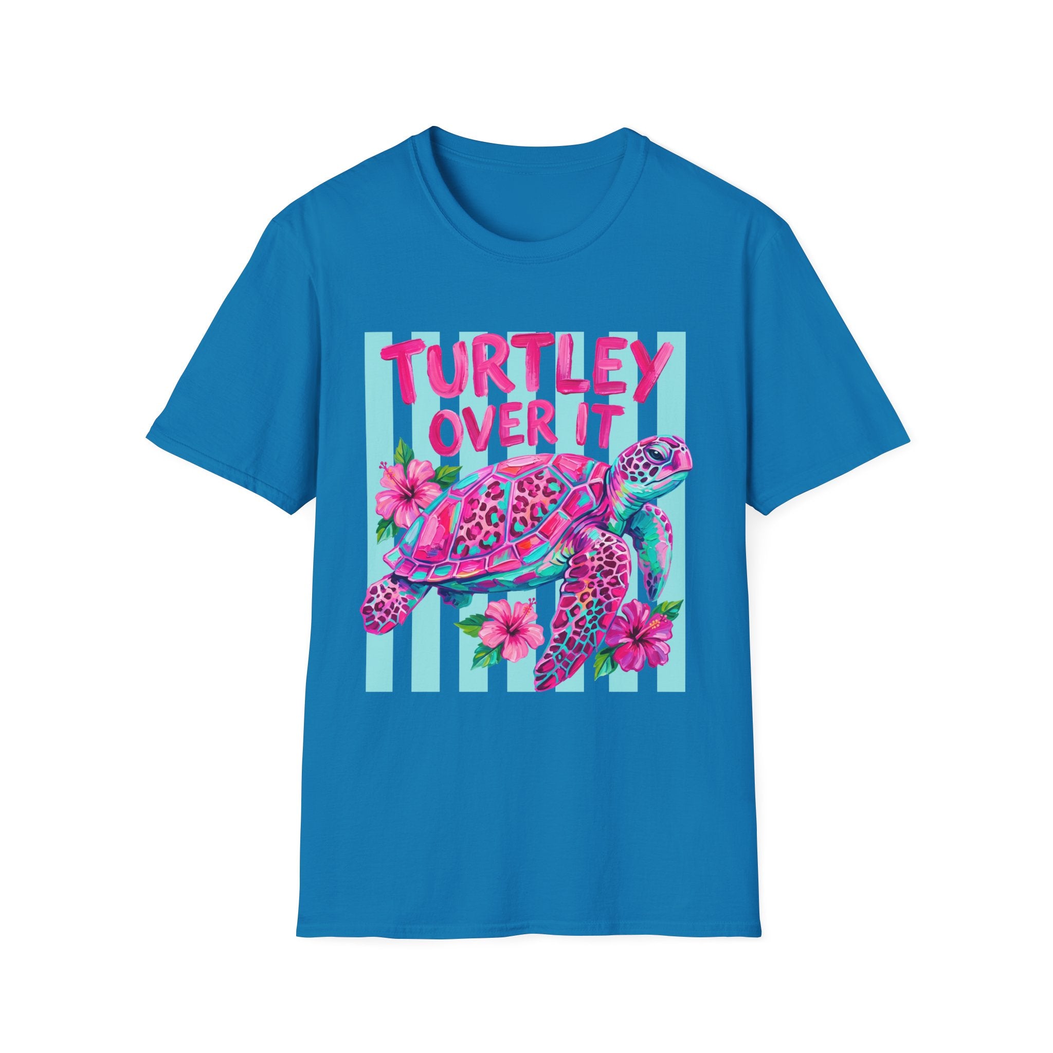 Turtley Over It T-Shirt — Tropical Pink Sea Turtle Graphic Tee