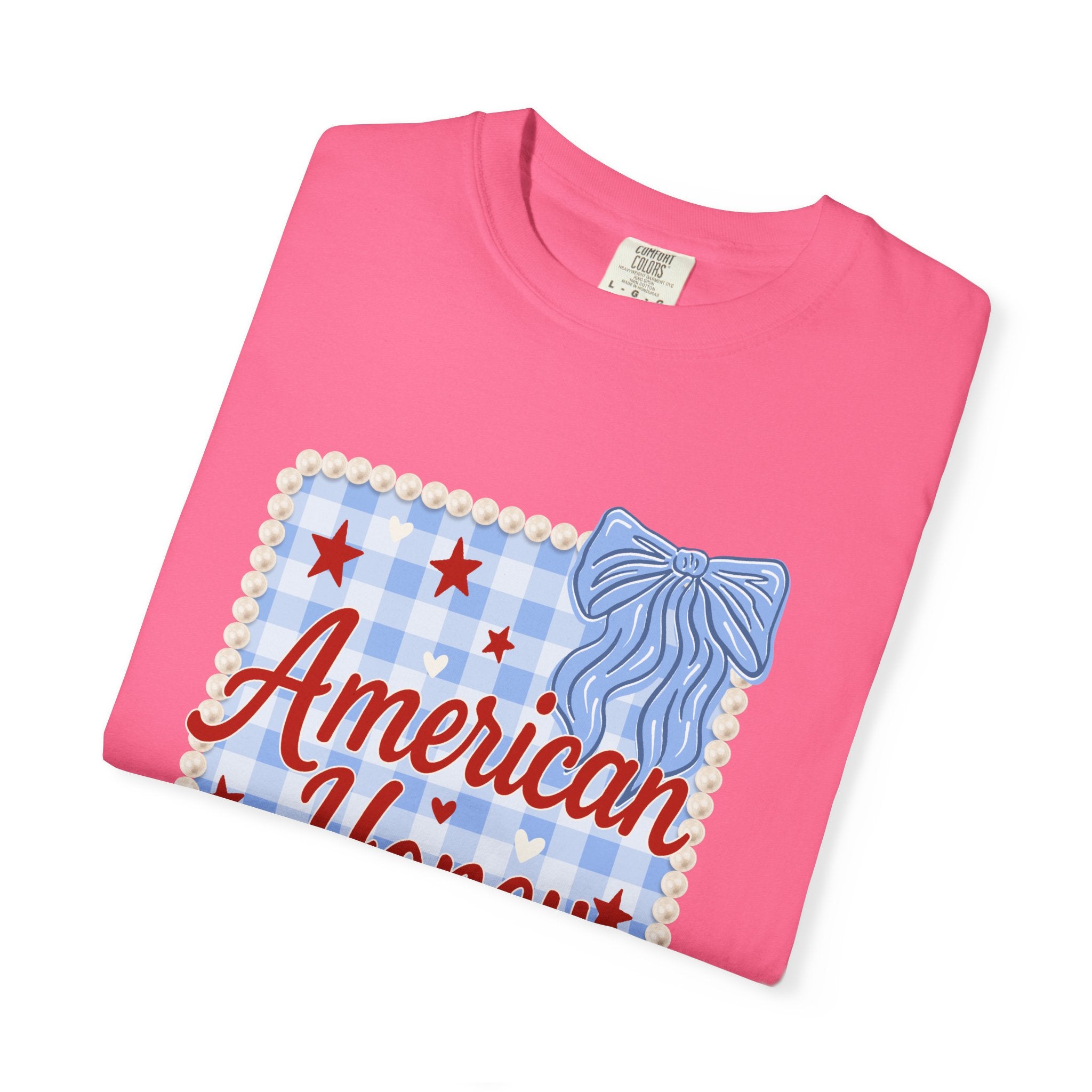 American Honey T-Shirt — Patriotic Gingham Graphic Tee