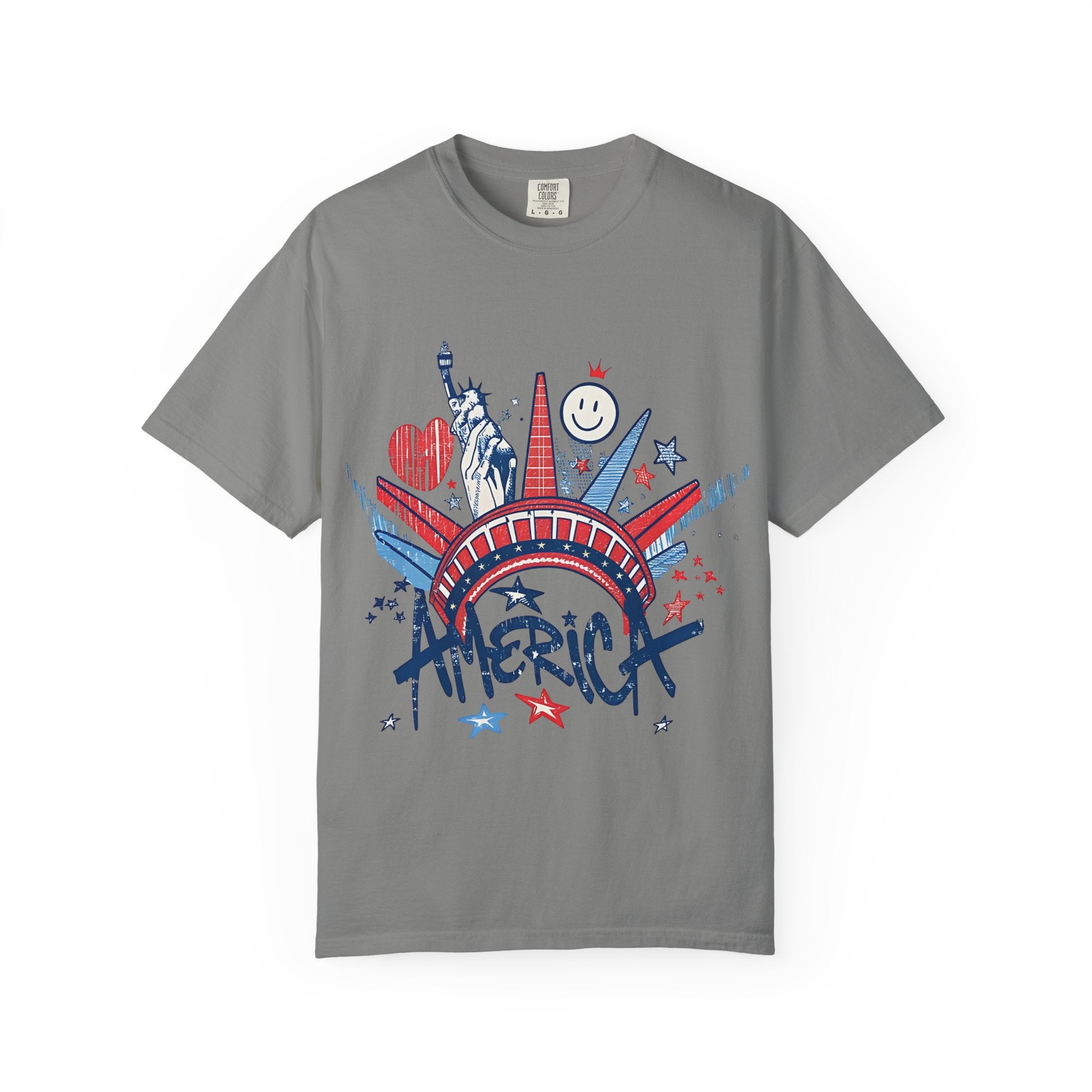 America Graphic T-Shirt — Patriotic Statue of Liberty 4th of July Tee