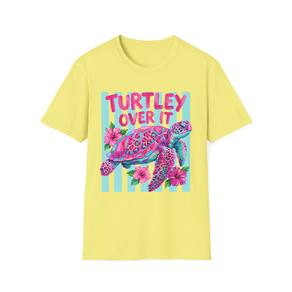 Turtley Over It T-Shirt — Tropical Pink Sea Turtle Graphic Tee