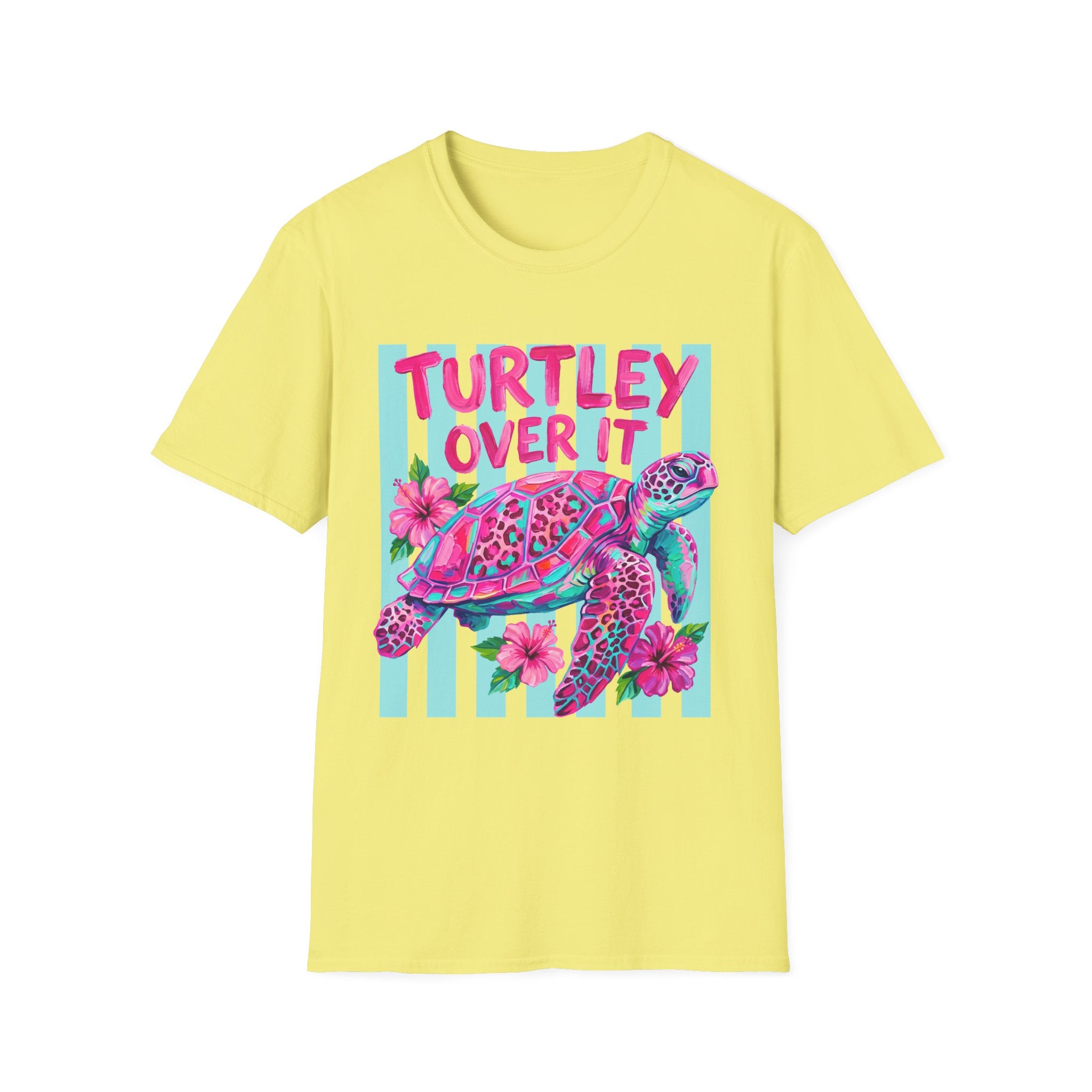 Turtley Over It T-Shirt — Tropical Pink Sea Turtle Graphic Tee