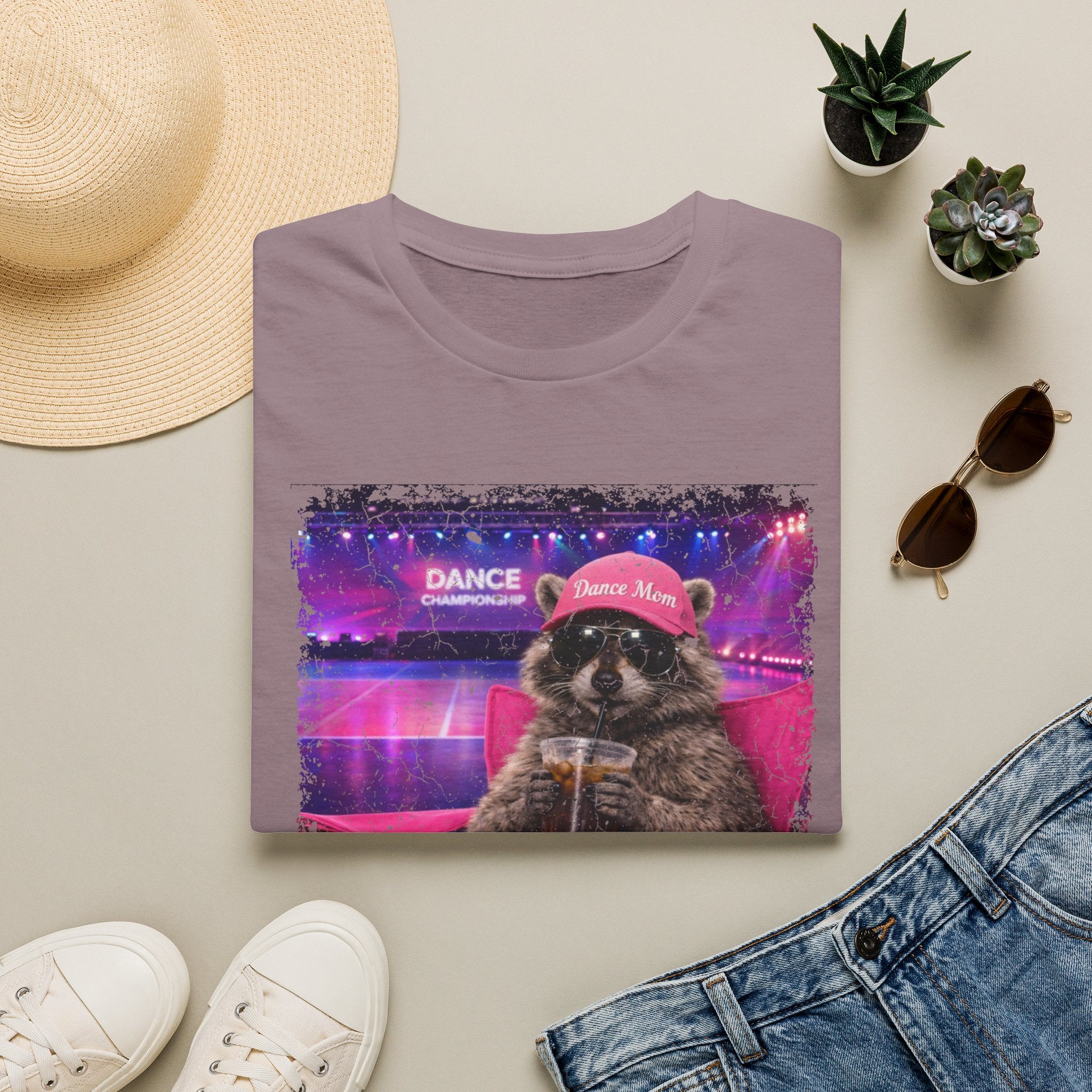 Raccoon ‘Dance’ Graphic T-Shirt — Retro Neon Wildlife Tee