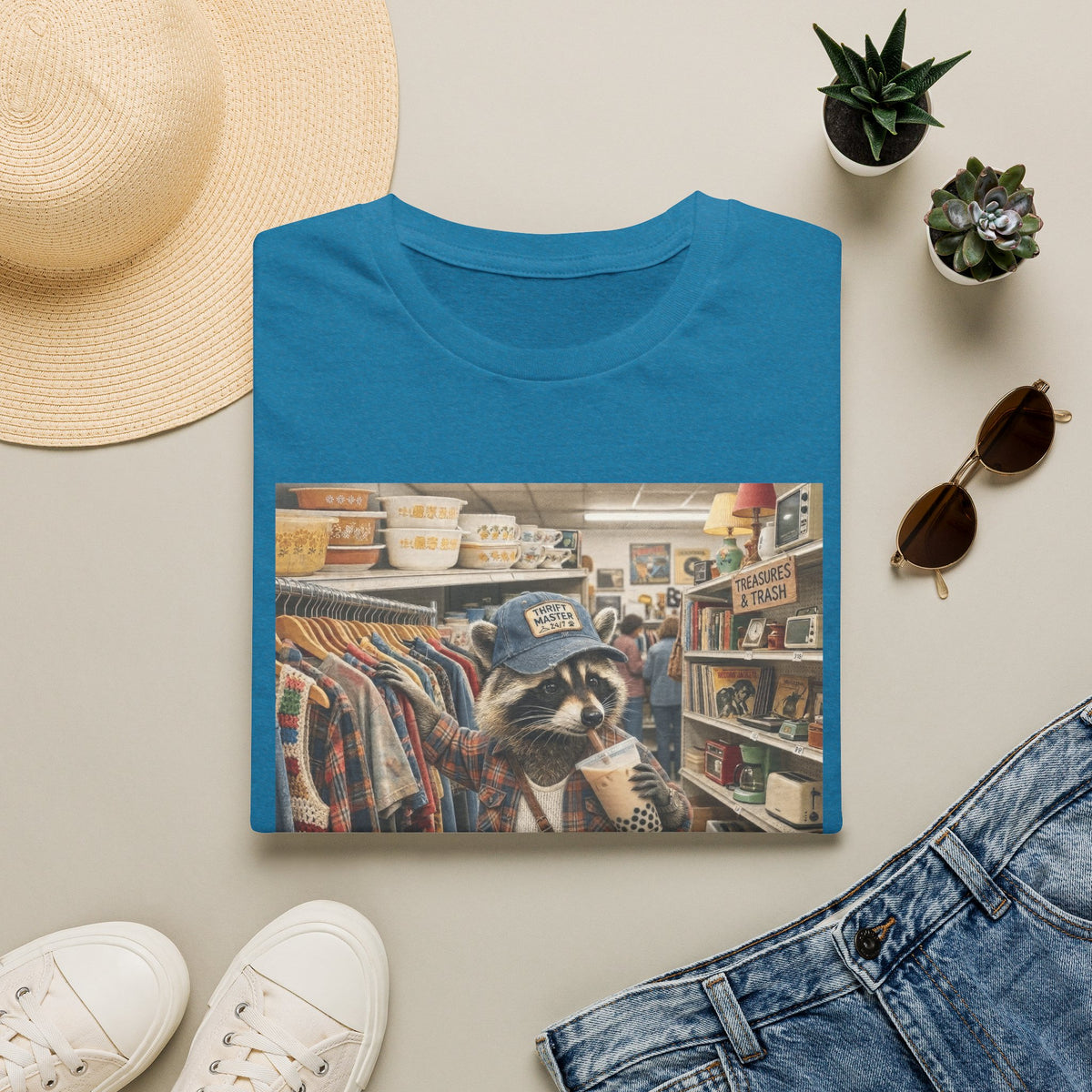 Thrifted Raccoon T-Shirt — "I'd Thrift That" Vintage Store Graphic Tee