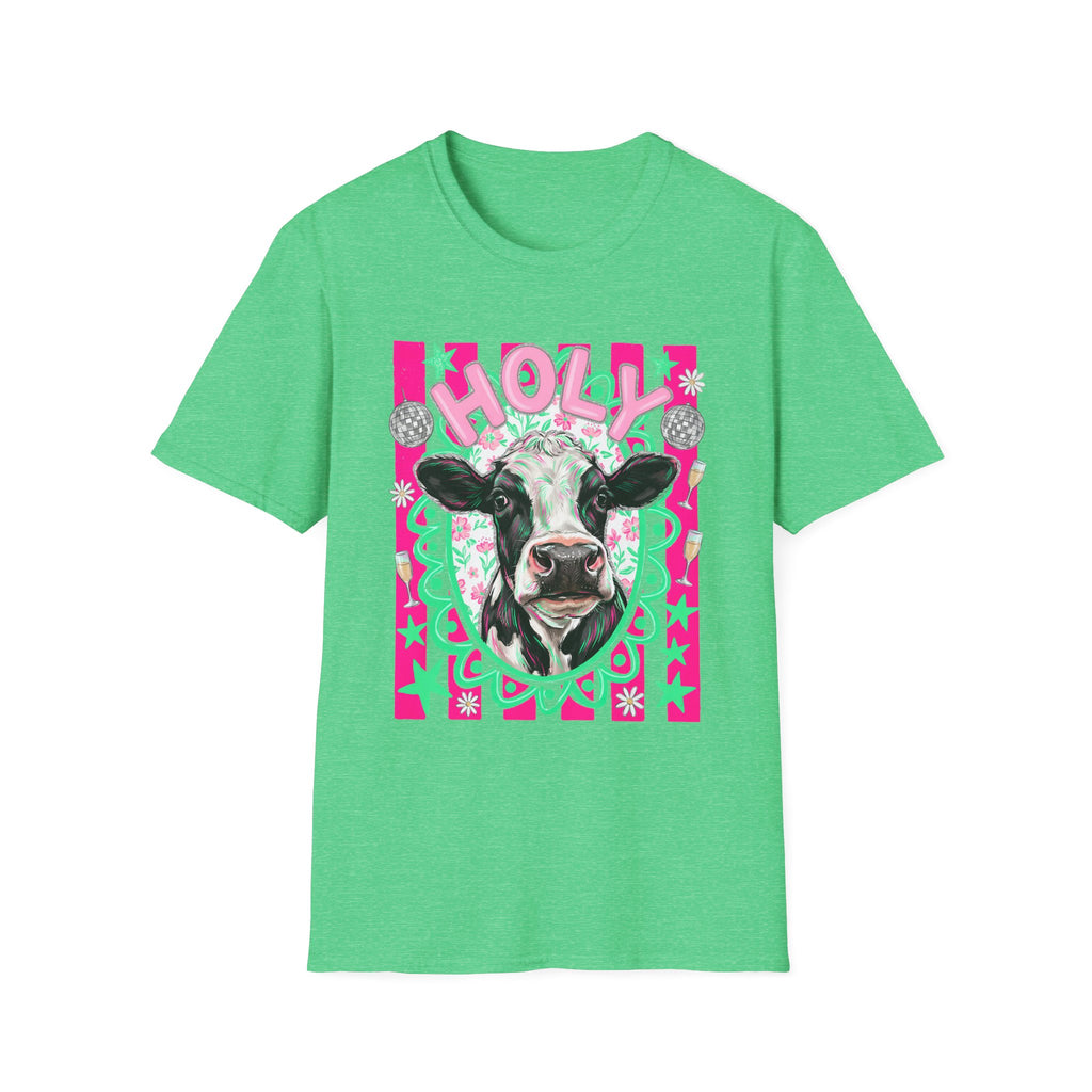Holly Cow Graphic T-Shirt — Festive Cow Art Tee