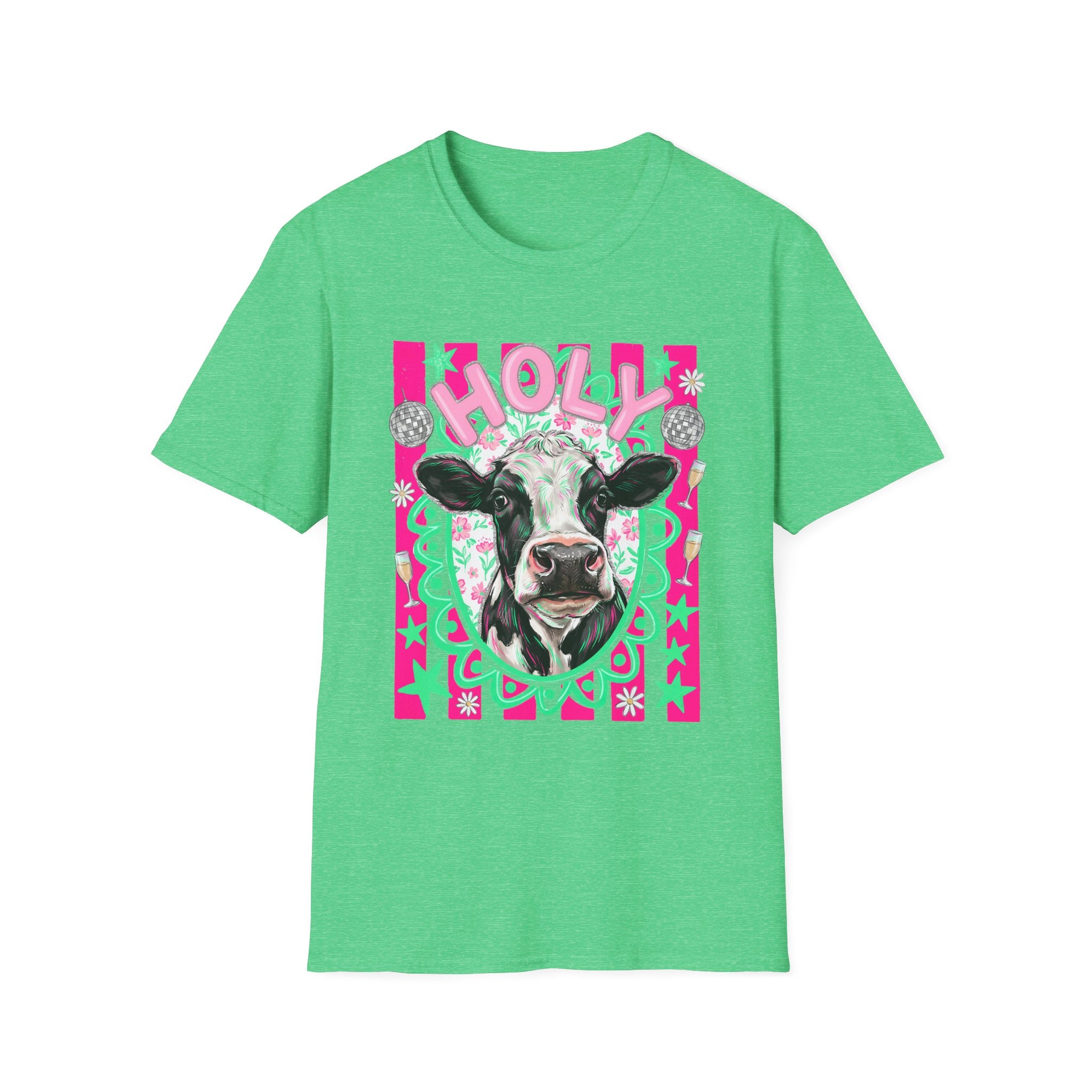Holly Cow Graphic T-Shirt — Festive Cow Art Tee