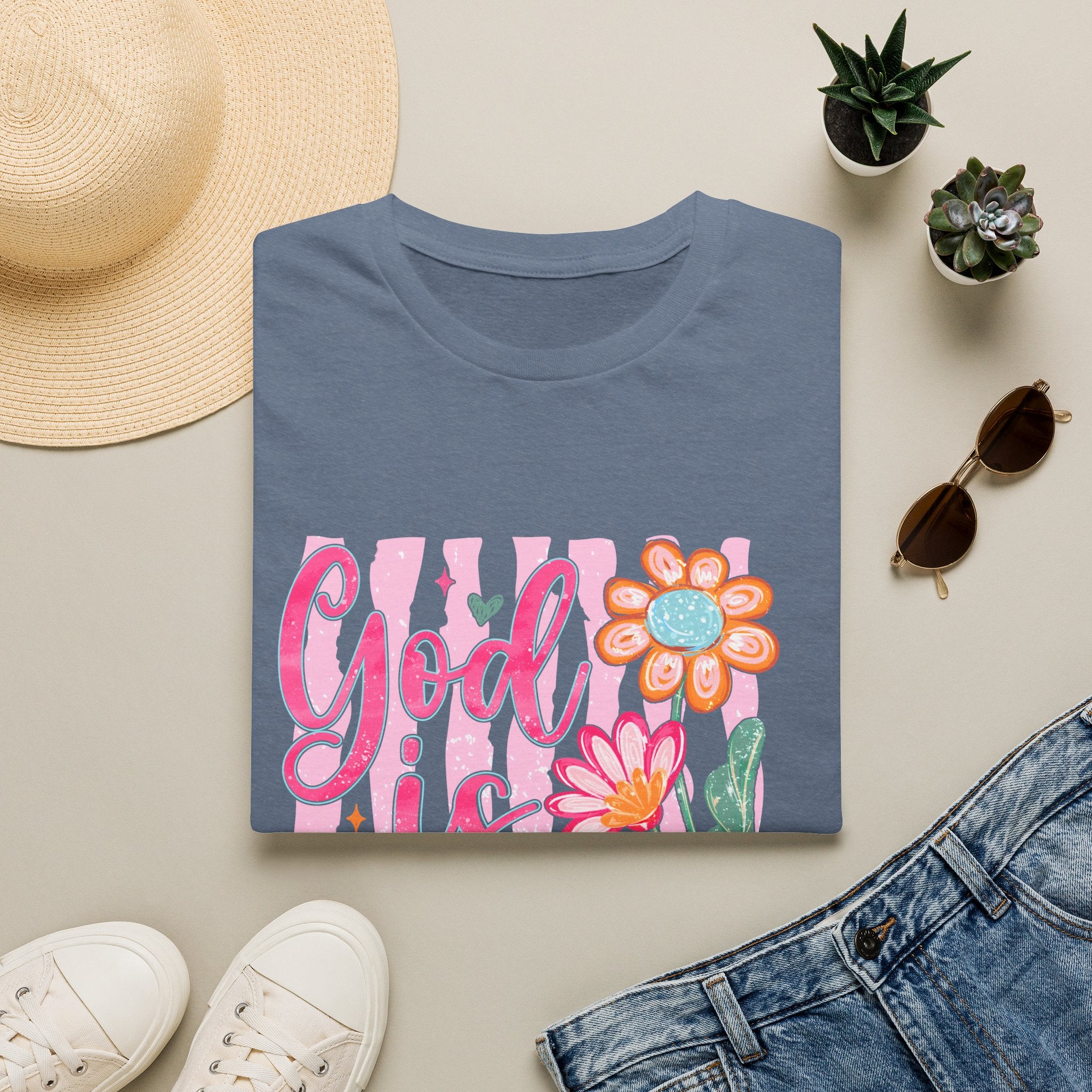 God Is Good Floral T‑Shirt — Inspirational Christian Tee