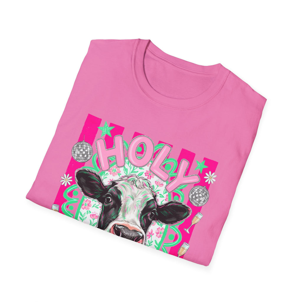 Holly Cow Graphic T-Shirt — Festive Cow Art Tee