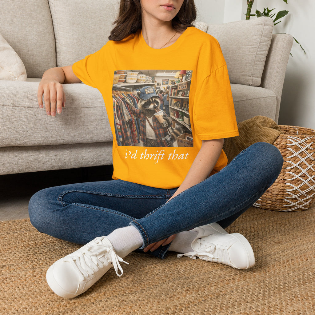 Thrifted Raccoon T-Shirt — "I'd Thrift That" Vintage Store Graphic Tee