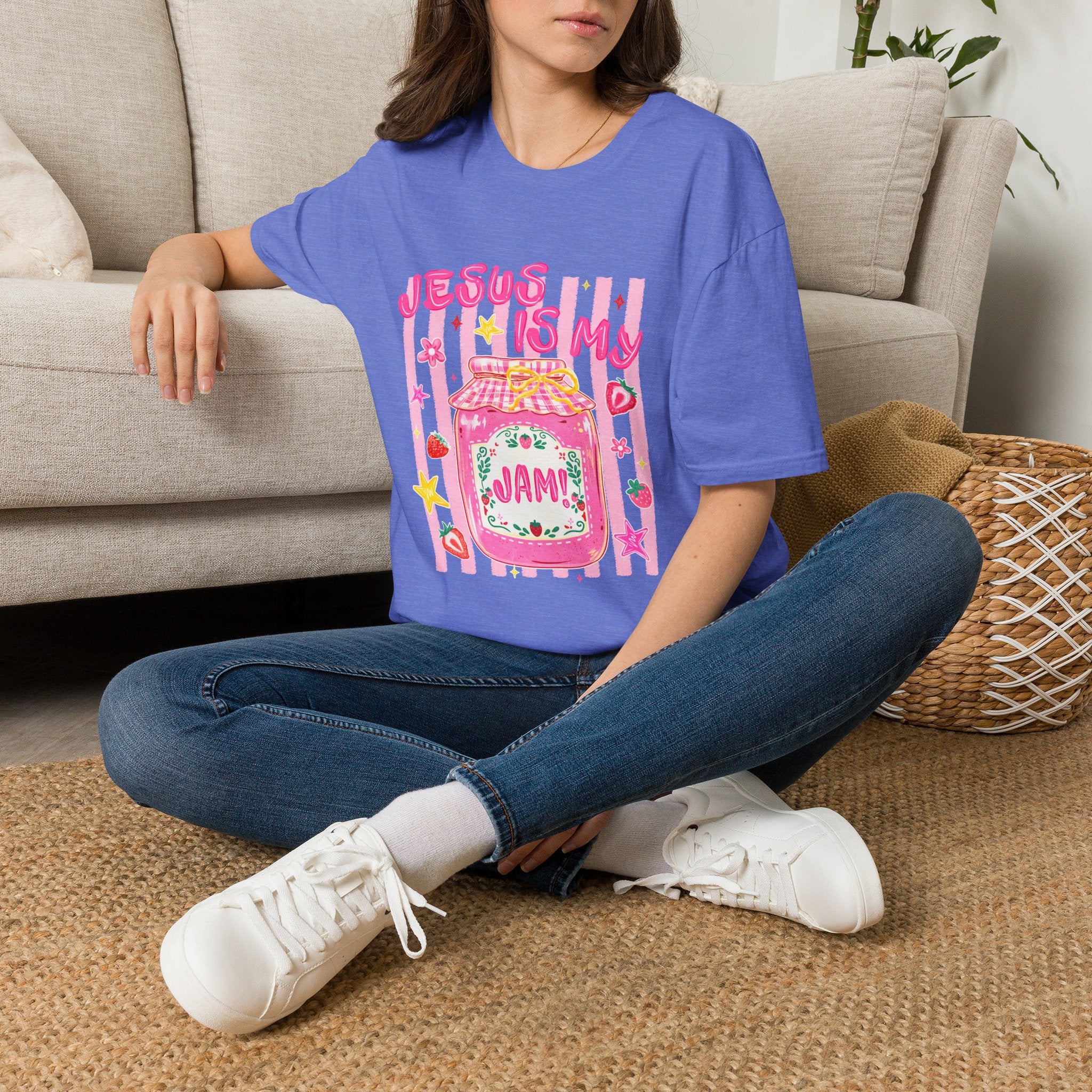 Jesus Is My Jam T‑Shirt — Cute Pink Faith Graphic Tee