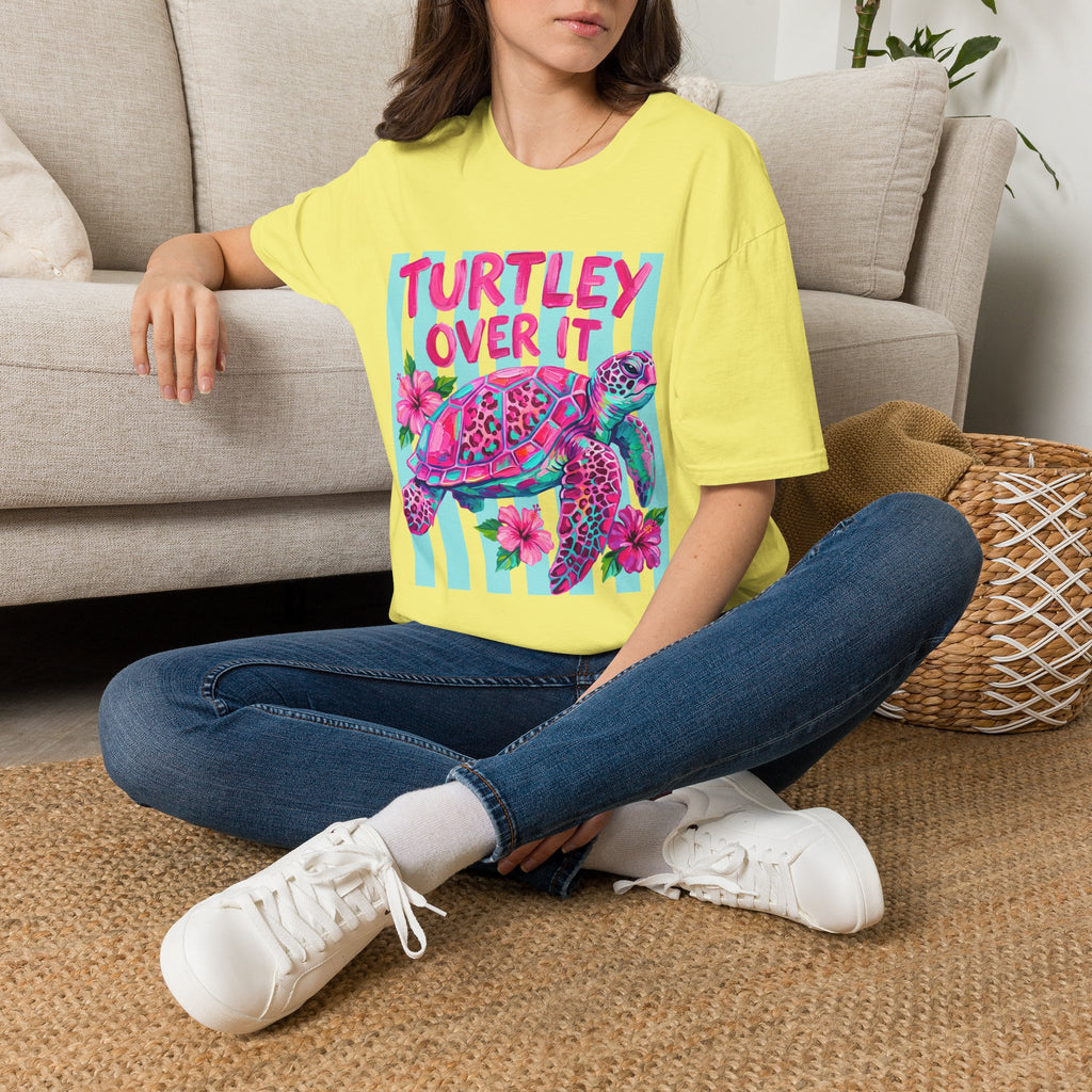 Turtley Over It T-Shirt — Tropical Pink Sea Turtle Graphic Tee