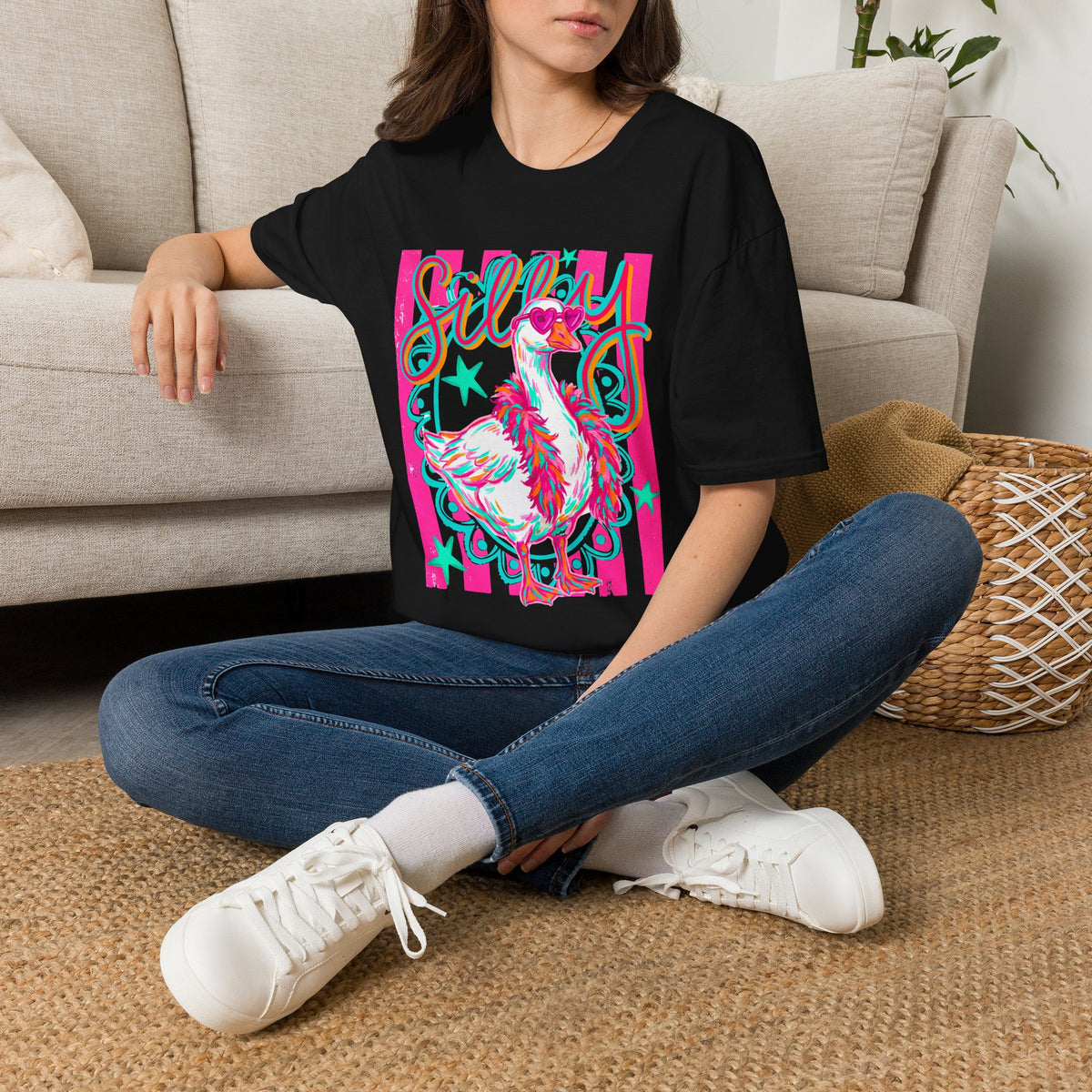 Silly Goose T-Shirt – Playful Retro Pink Graphic Tee