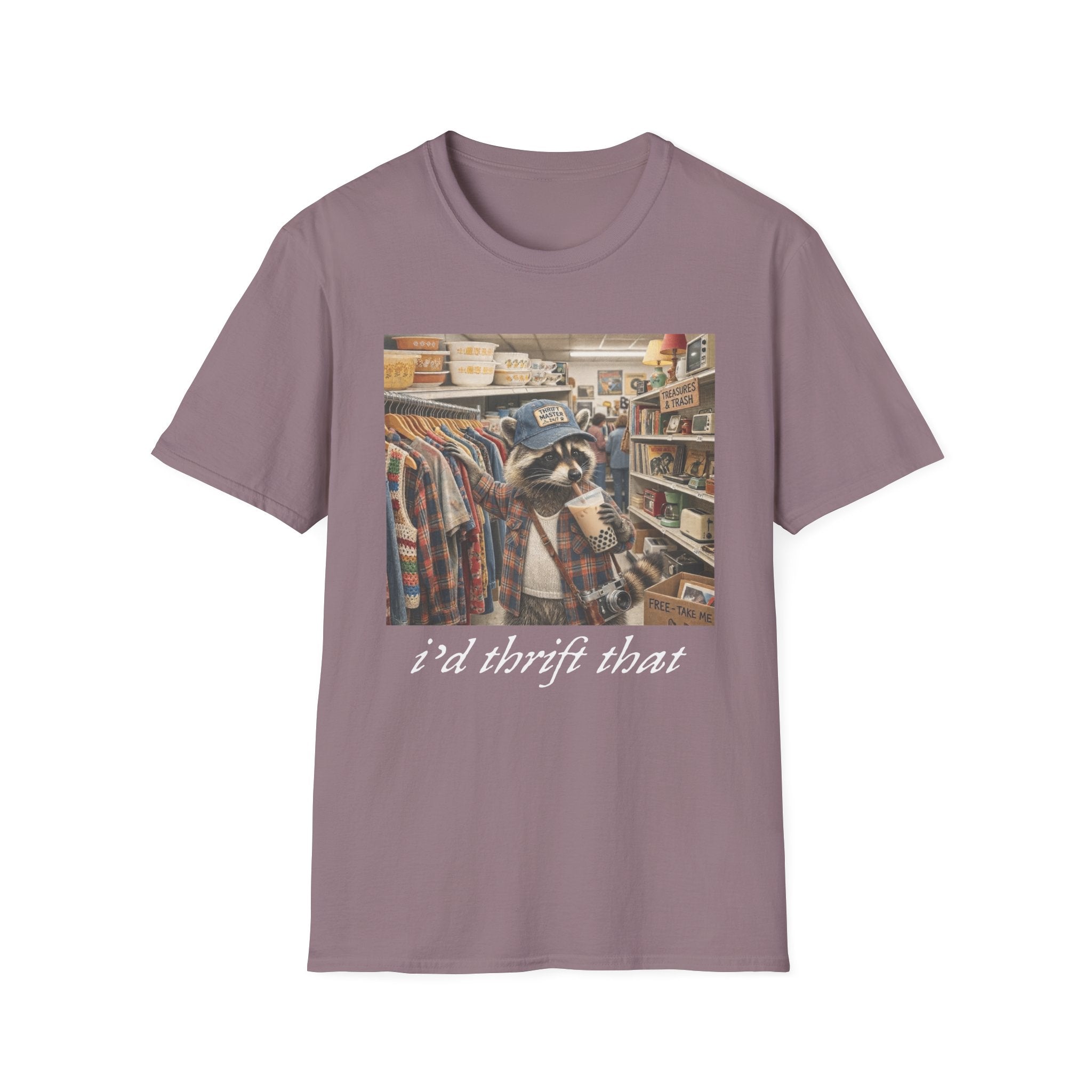 Thrifted Raccoon T-Shirt — "I'd Thrift That" Vintage Store Graphic Tee