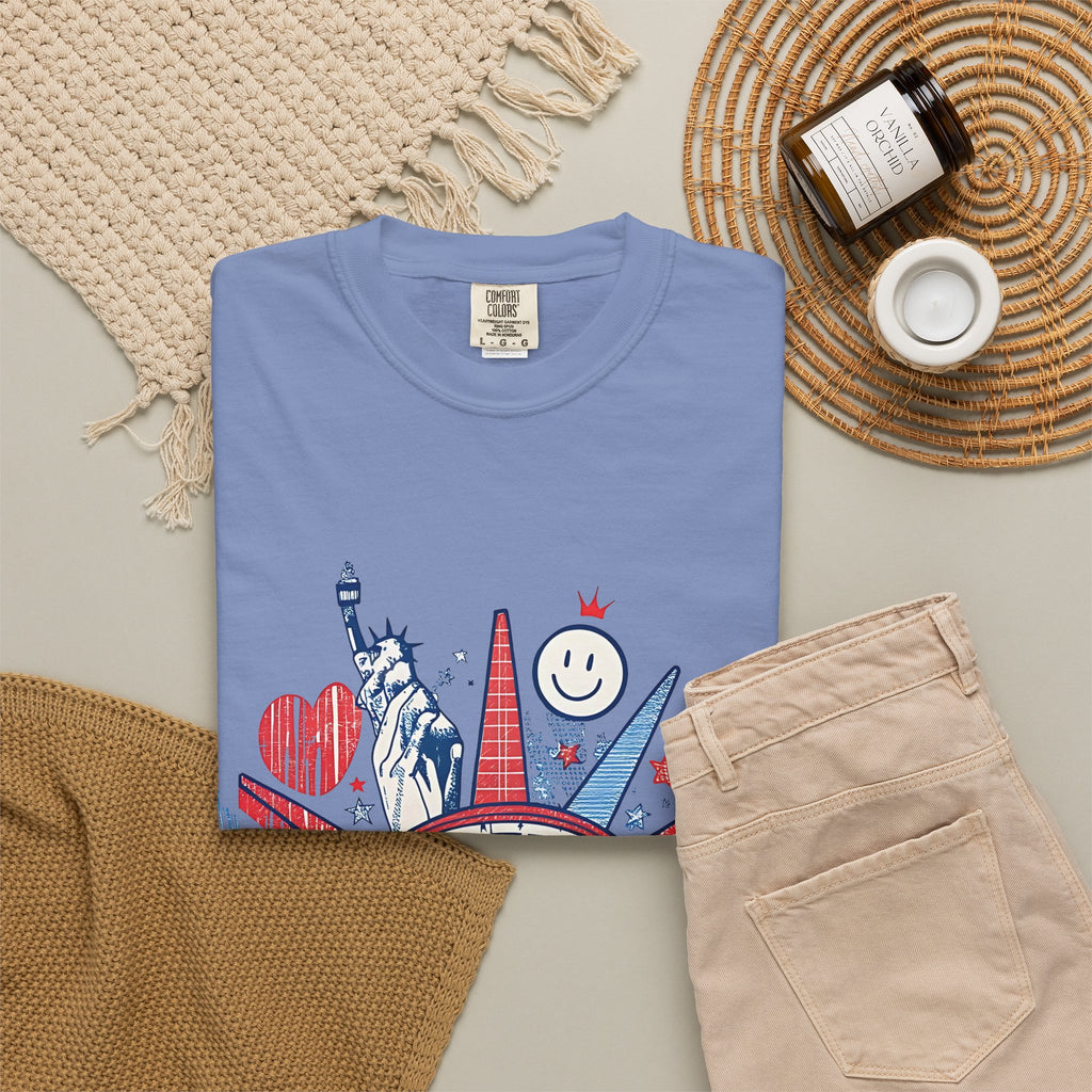 America Graphic T-Shirt — Patriotic Statue of Liberty 4th of July Tee