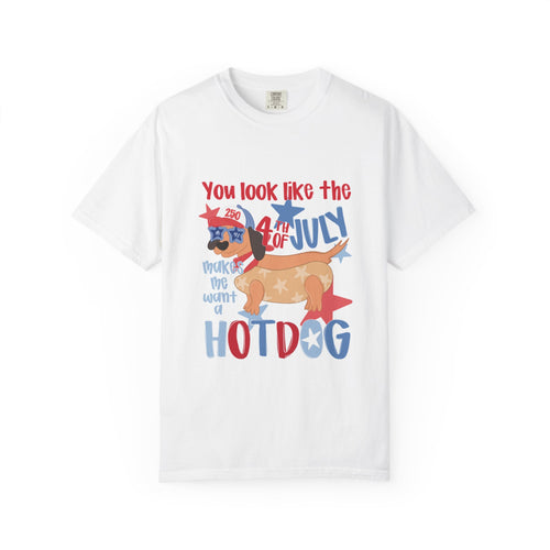 4th of July Hot Dog T-Shirt — "You Look Like the 4th of July Hotdog" Patriotic BBQ Tee