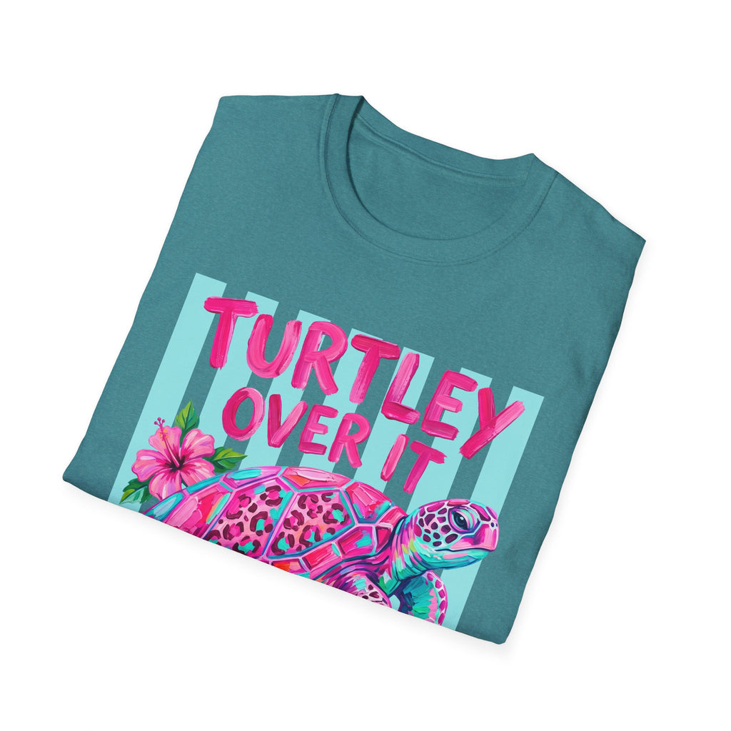 Turtley Over It T-Shirt — Tropical Pink Sea Turtle Graphic Tee