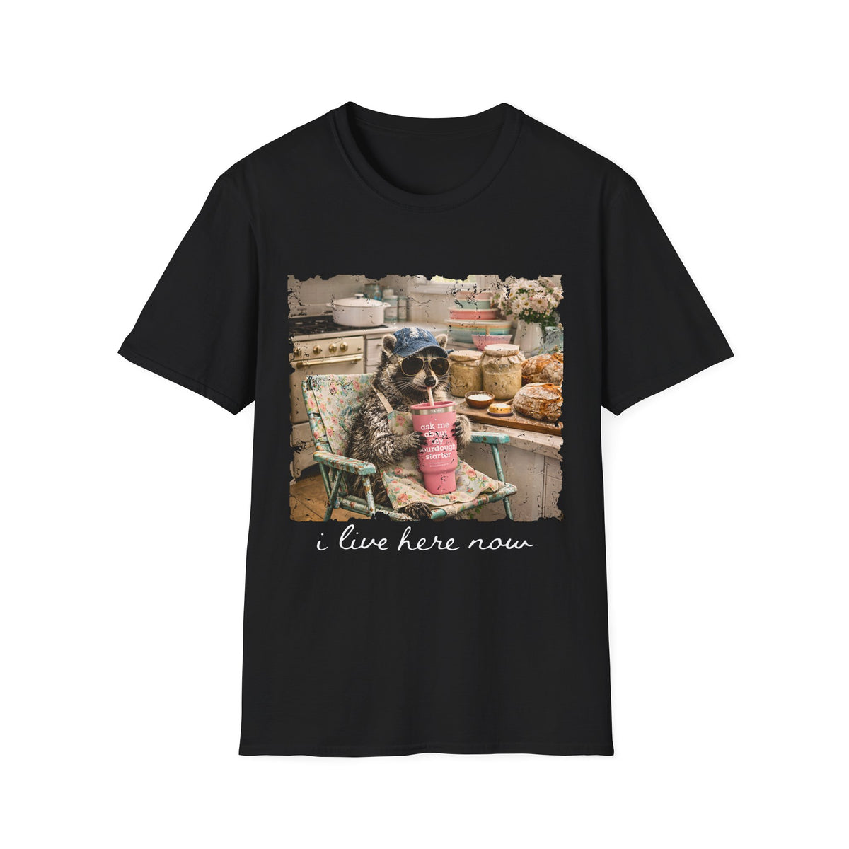 Raccoon Sourdough Vintage Graphic T-Shirt — Cozy Cottagecore Animal Print