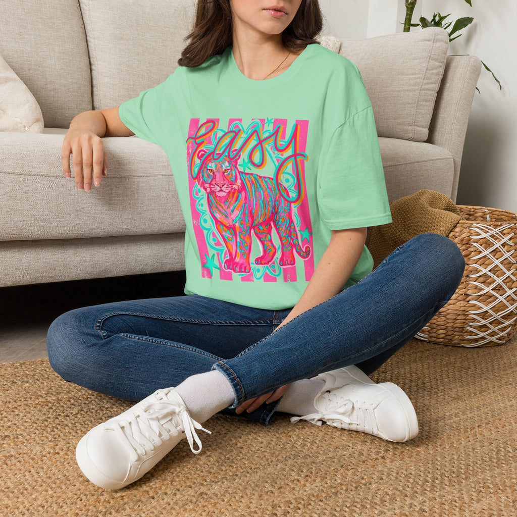 Easy Tiger T-Shirt — Colorful Retro Neon Tiger Graphic