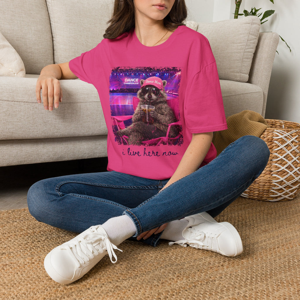 Raccoon ‘Dance’ Graphic T-Shirt — Retro Neon Wildlife Tee