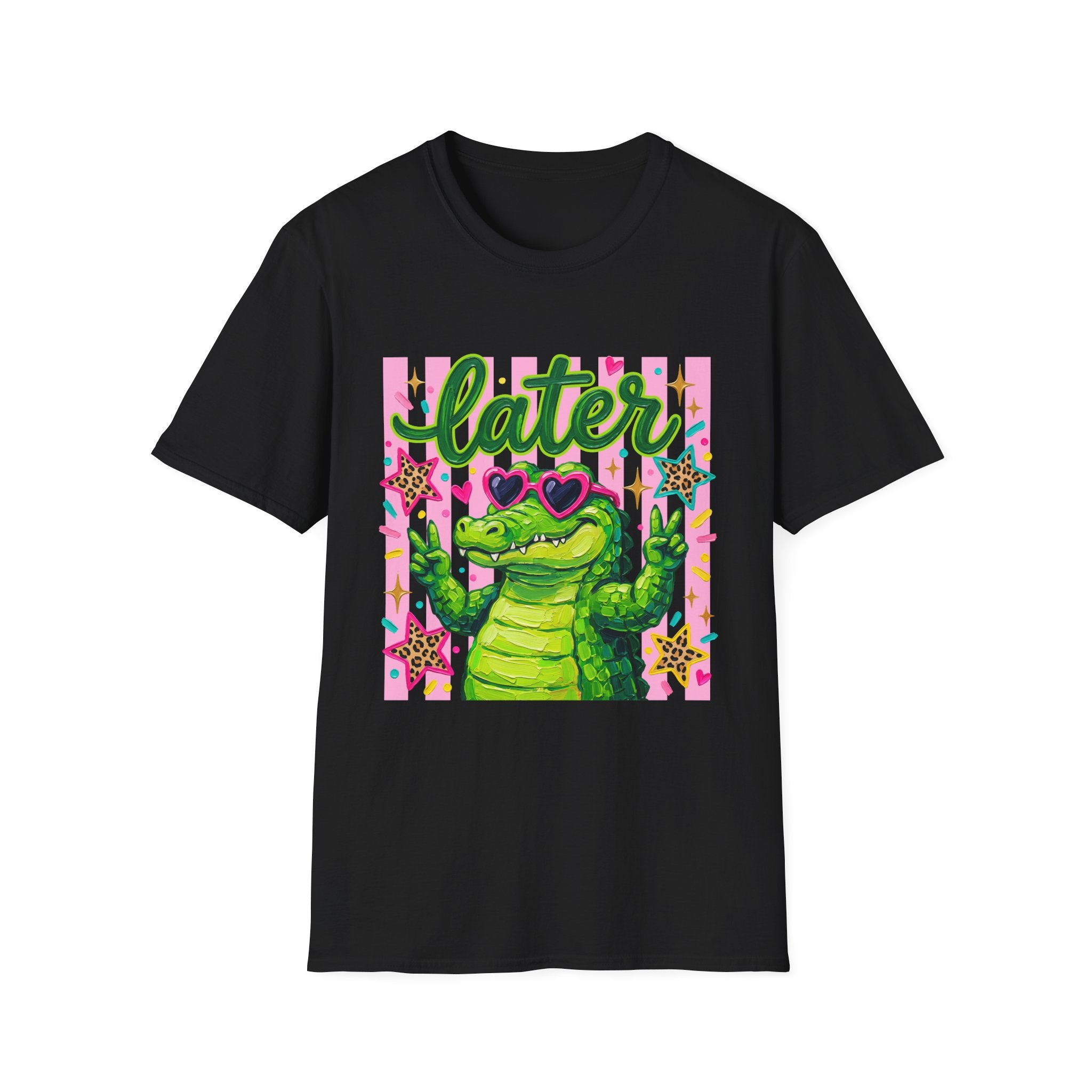 Later Alligator T-Shirt — Cute Retro Croc Graphic Tee with Heart Sunglasses