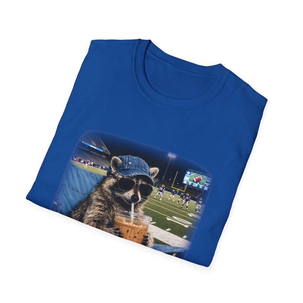 Raccoon Football Stadium Tee – "I Live Here Now" Graphic T-Shirt