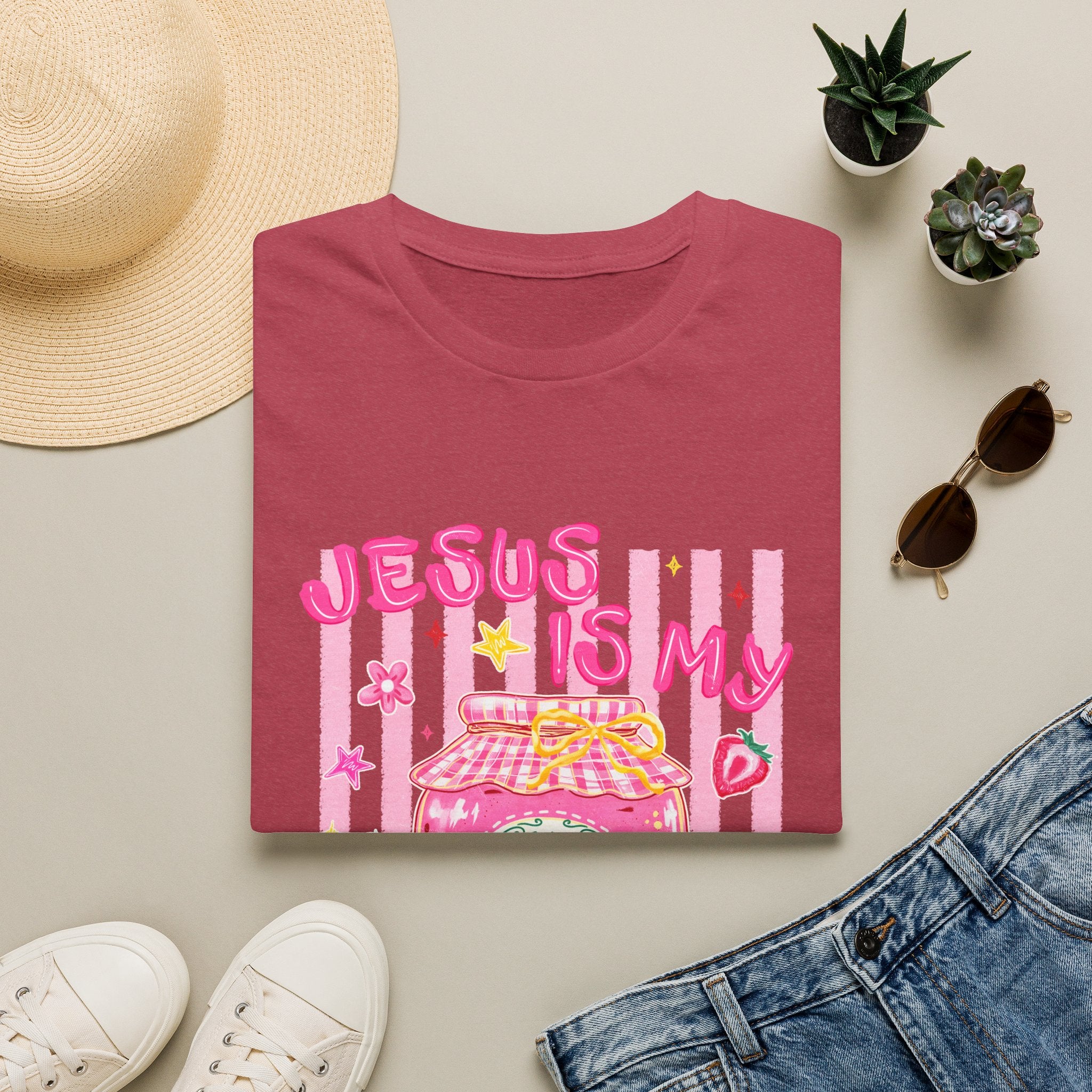 Jesus Is My Jam T‑Shirt — Cute Pink Faith Graphic Tee