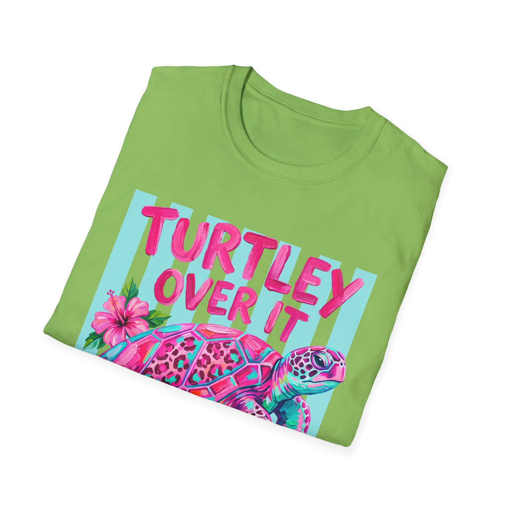 Turtley Over It T-Shirt — Tropical Pink Sea Turtle Graphic Tee