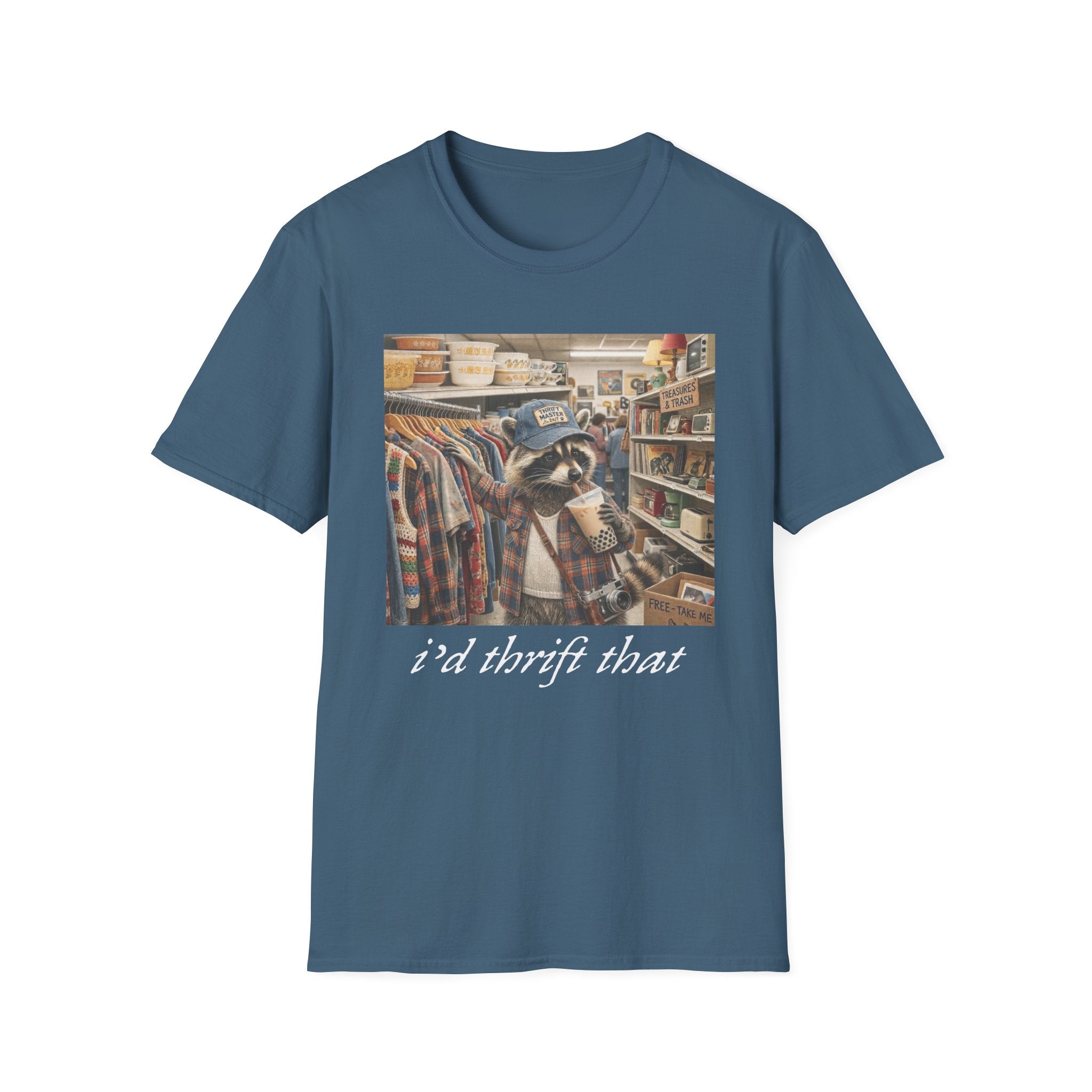 Thrifted Raccoon T-Shirt — "I'd Thrift That" Vintage Store Graphic Tee