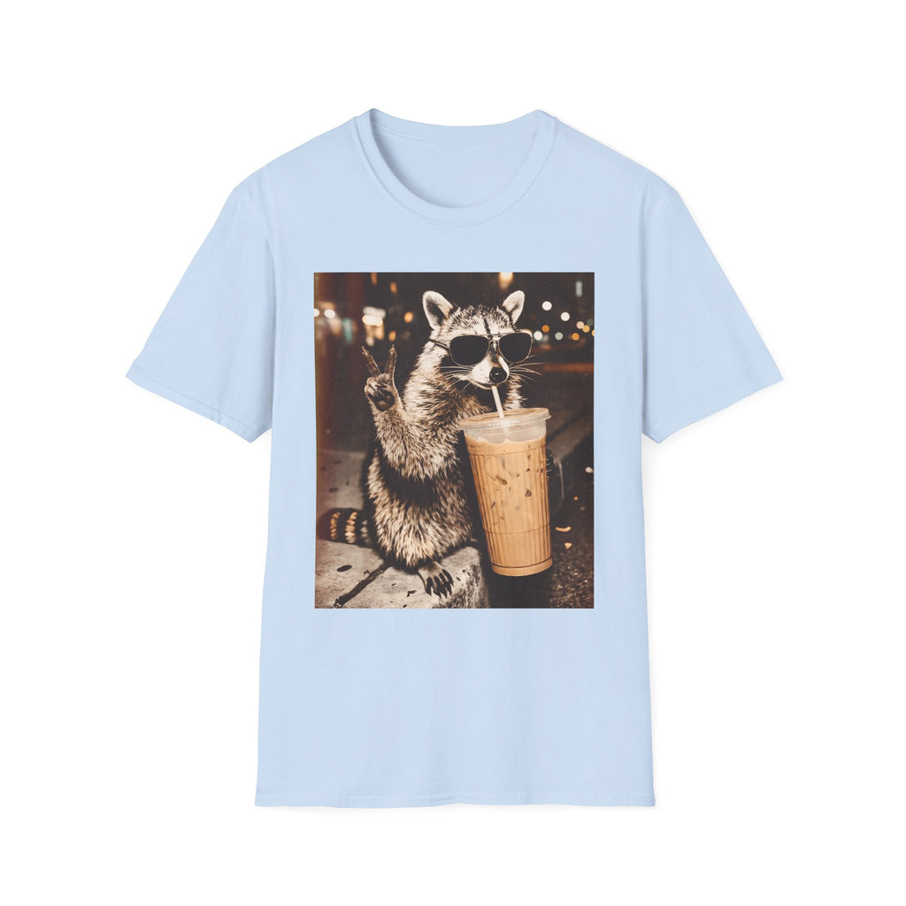 Raccoon Drinking Iced Coffee T-Shirt