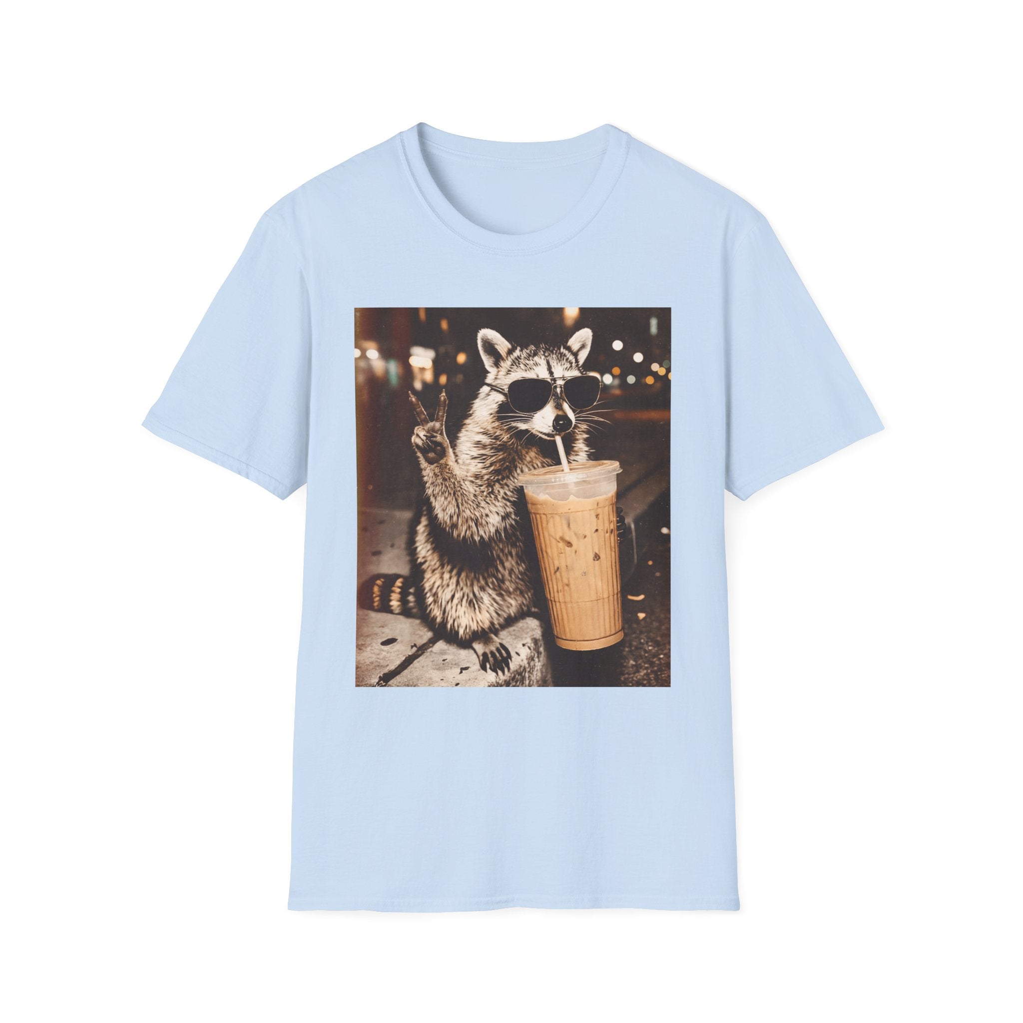 Raccoon Drinking Iced Coffee T-Shirt
